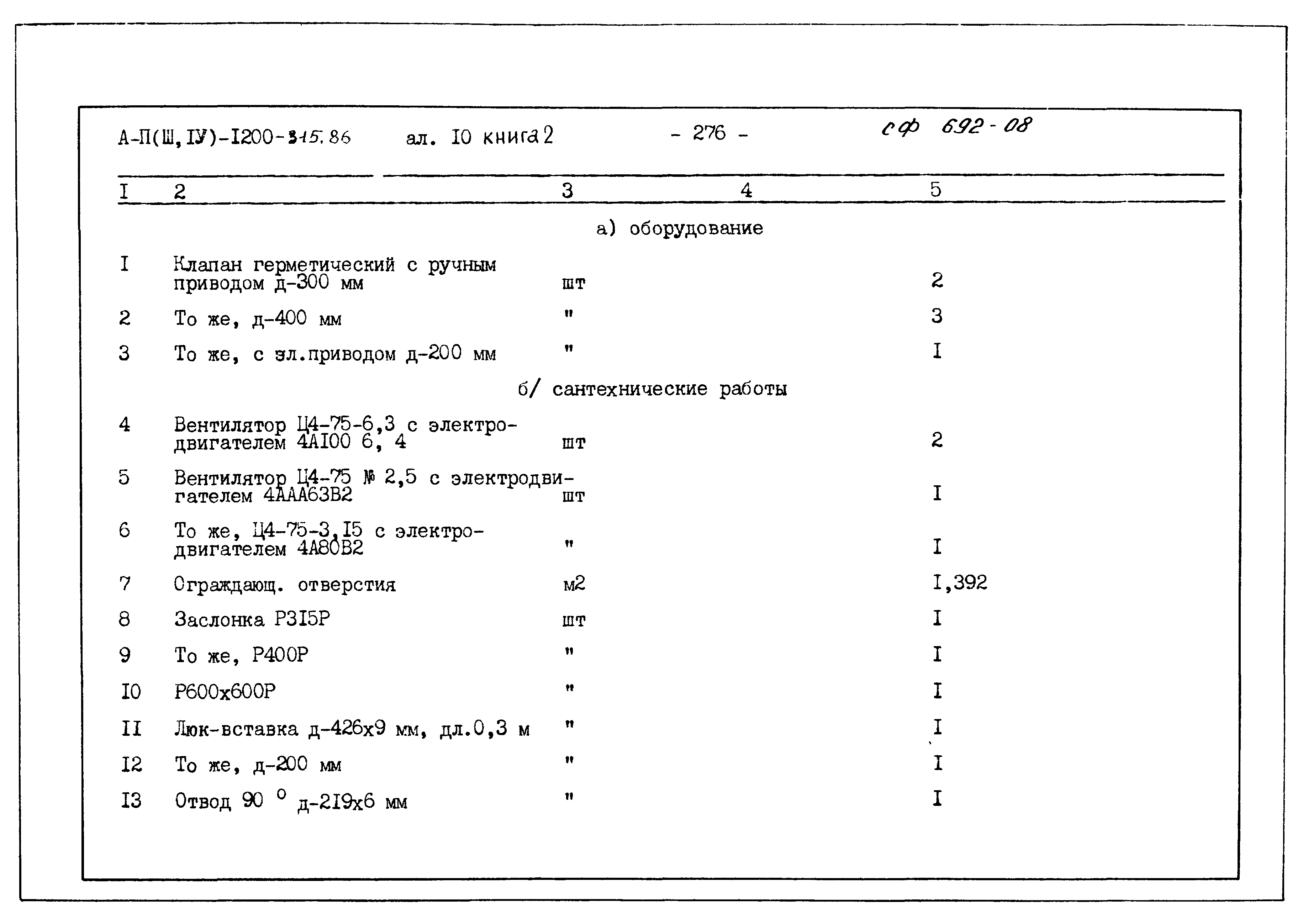 Типовой проект А-II,III,IV-1200-315.86