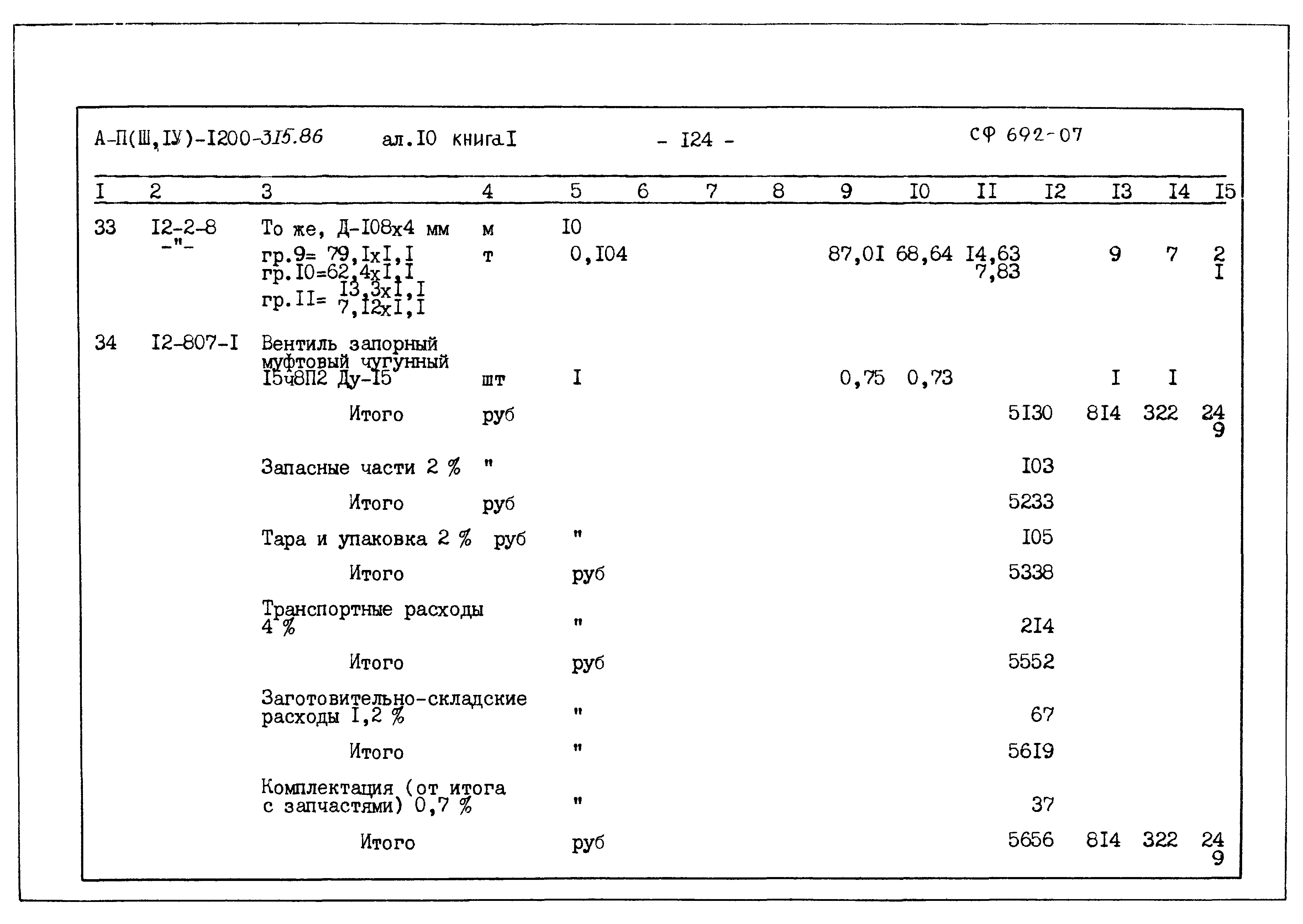 Типовой проект А-II,III,IV-1200-315.86