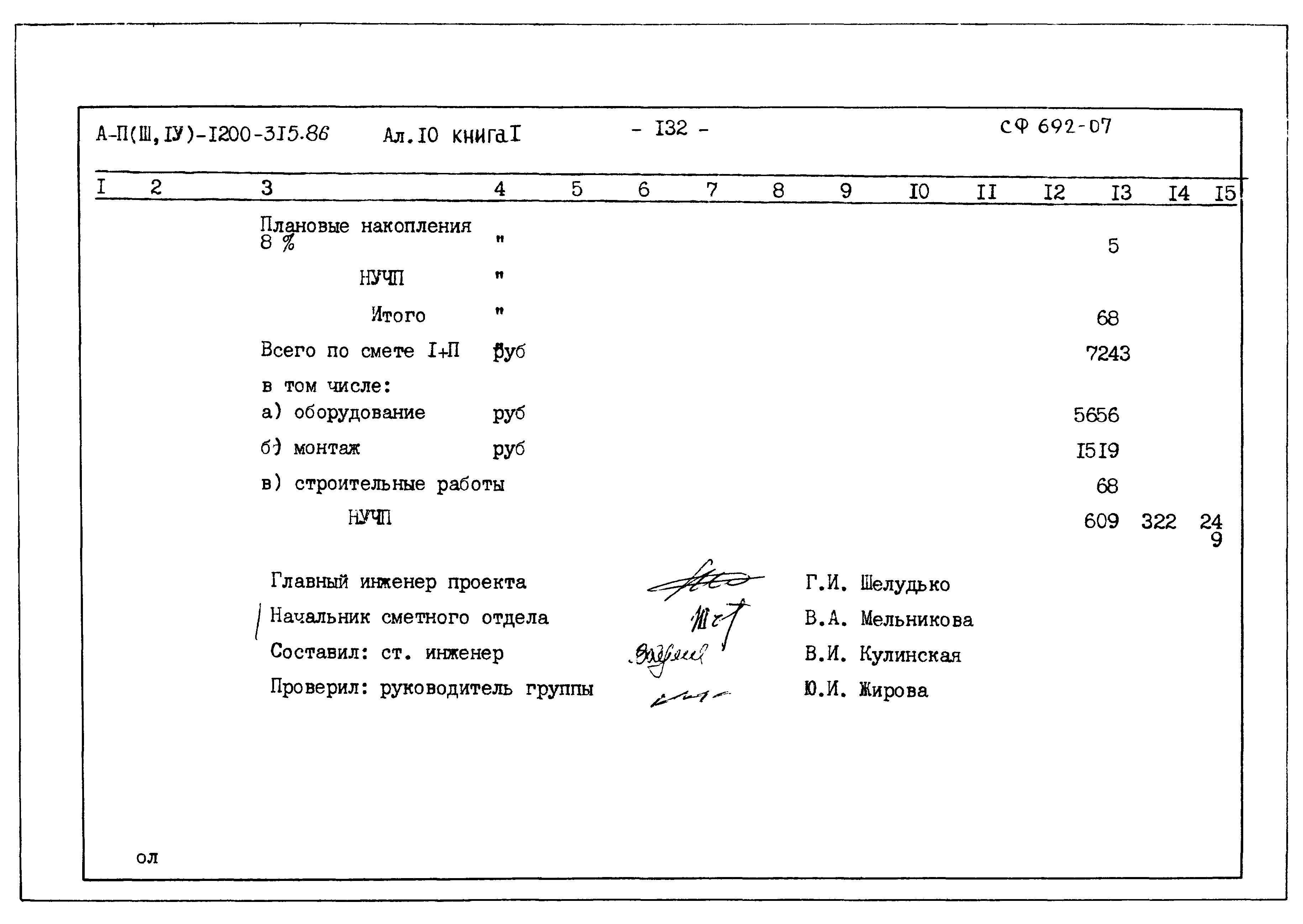 Типовой проект А-II,III,IV-1200-315.86