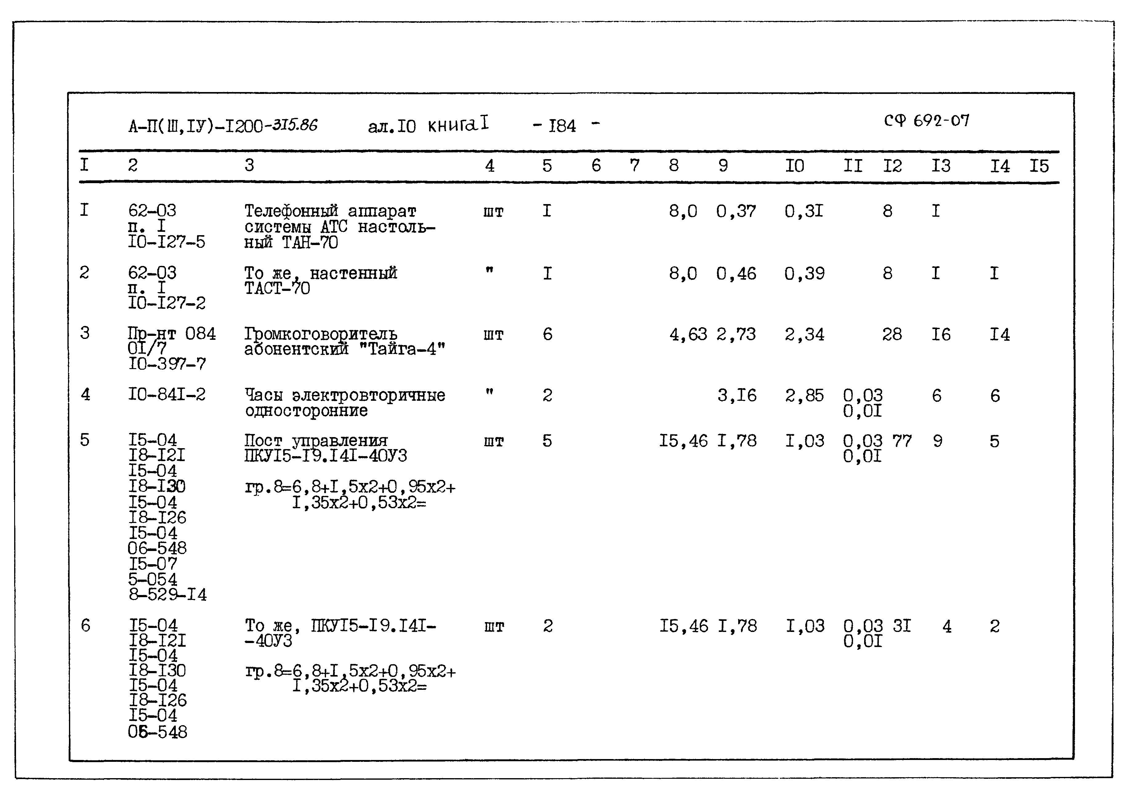 Типовой проект А-II,III,IV-1200-315.86