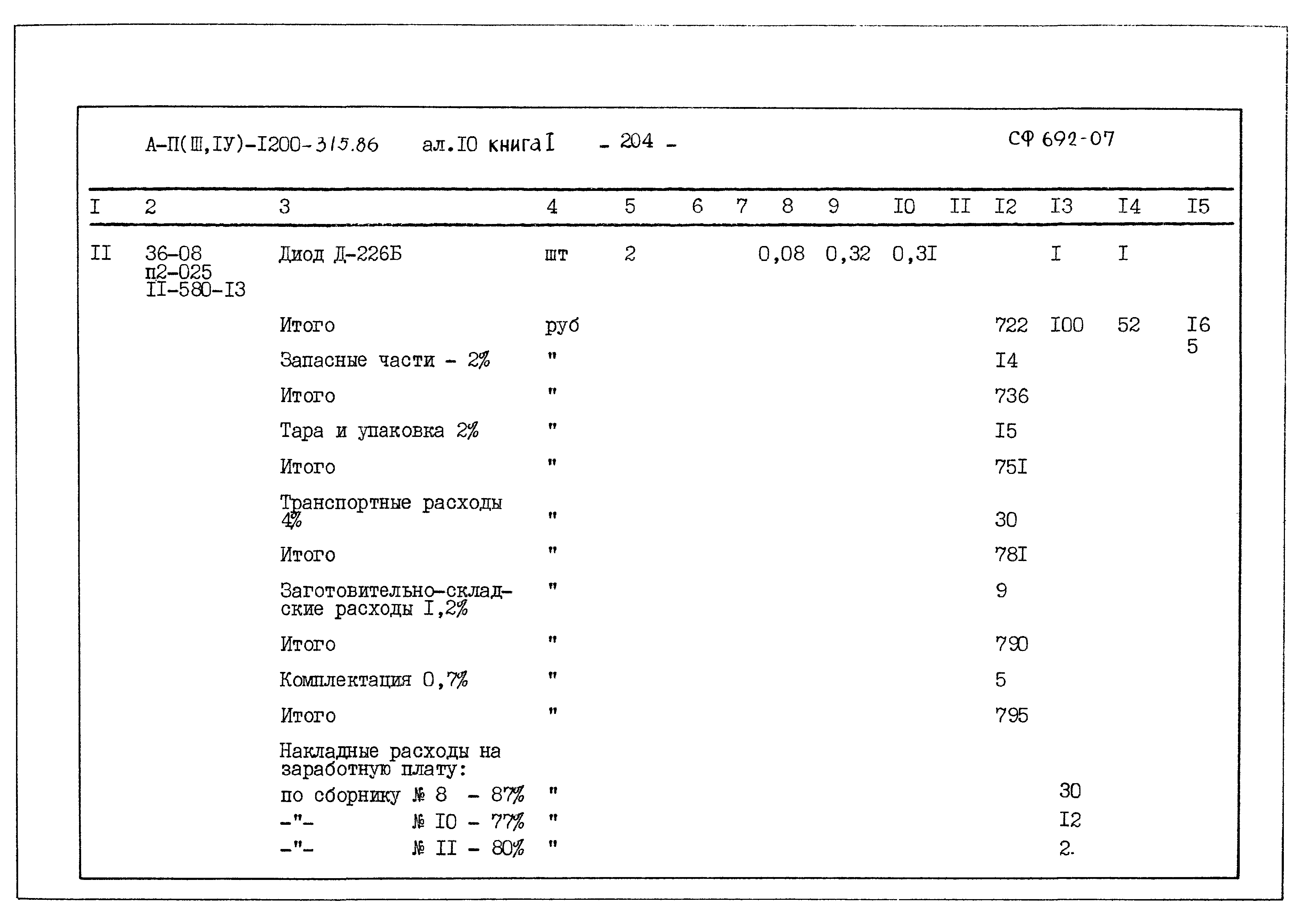 Типовой проект А-II,III,IV-1200-315.86