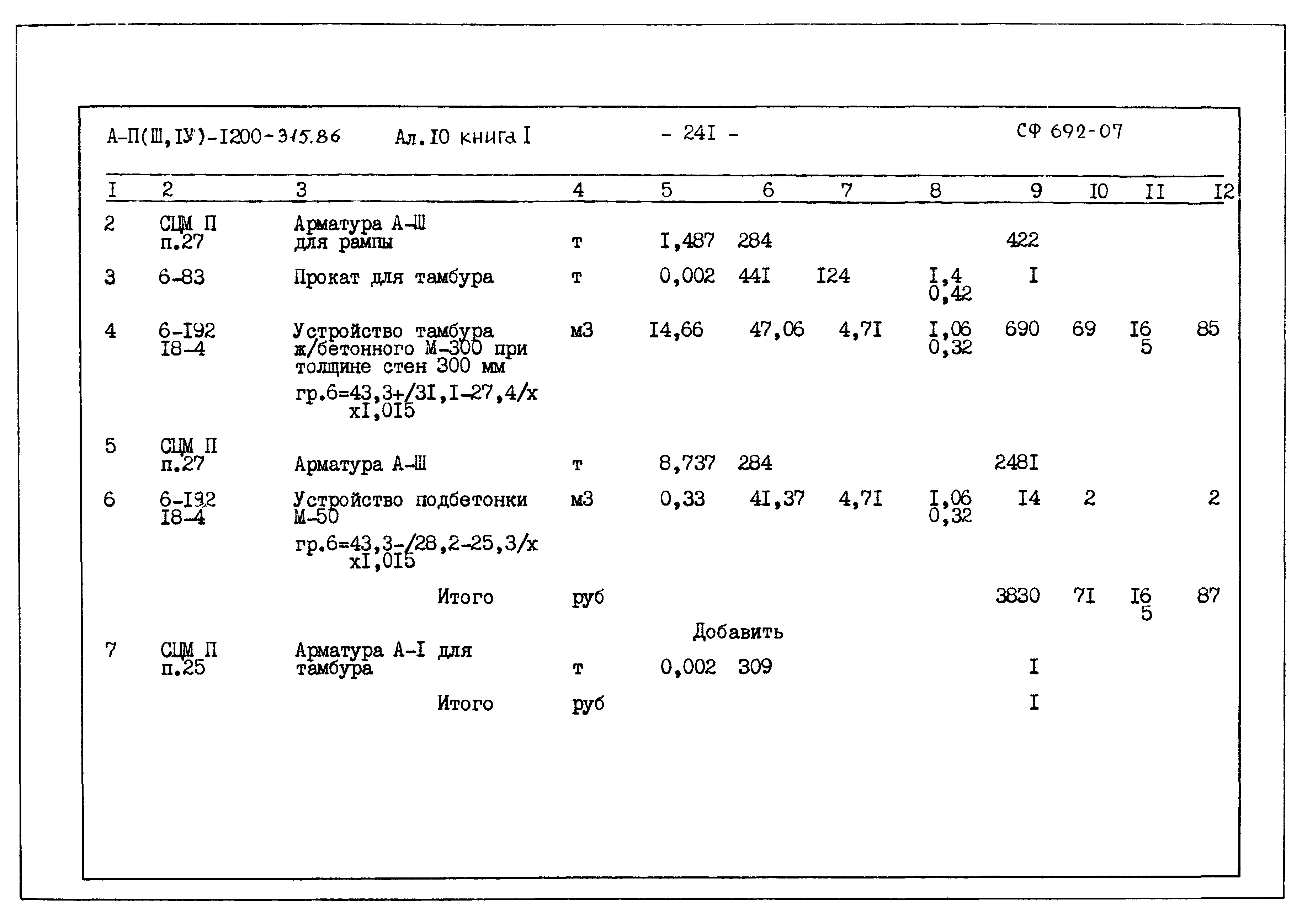 Типовой проект А-II,III,IV-1200-315.86