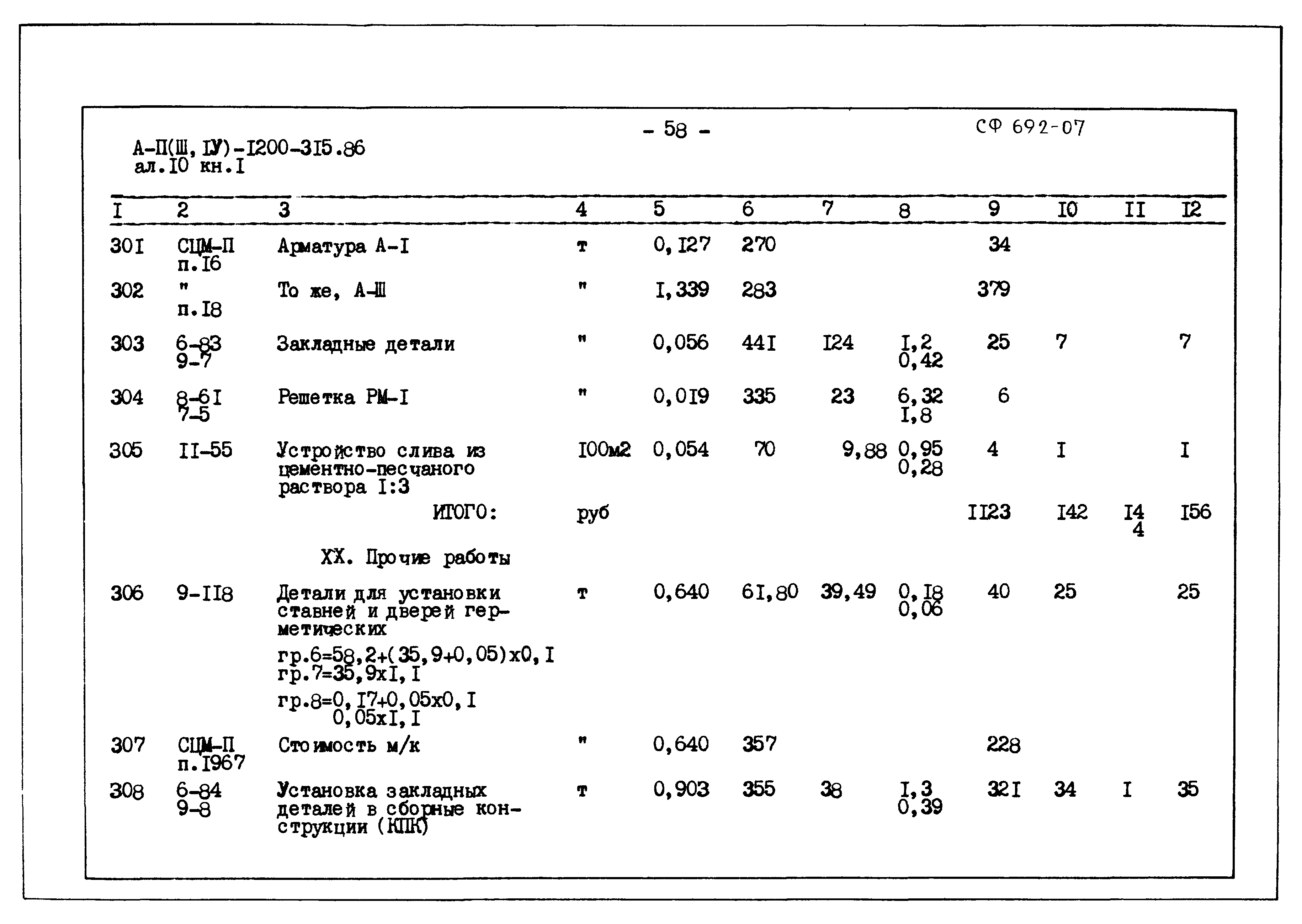 Типовой проект А-II,III,IV-1200-315.86