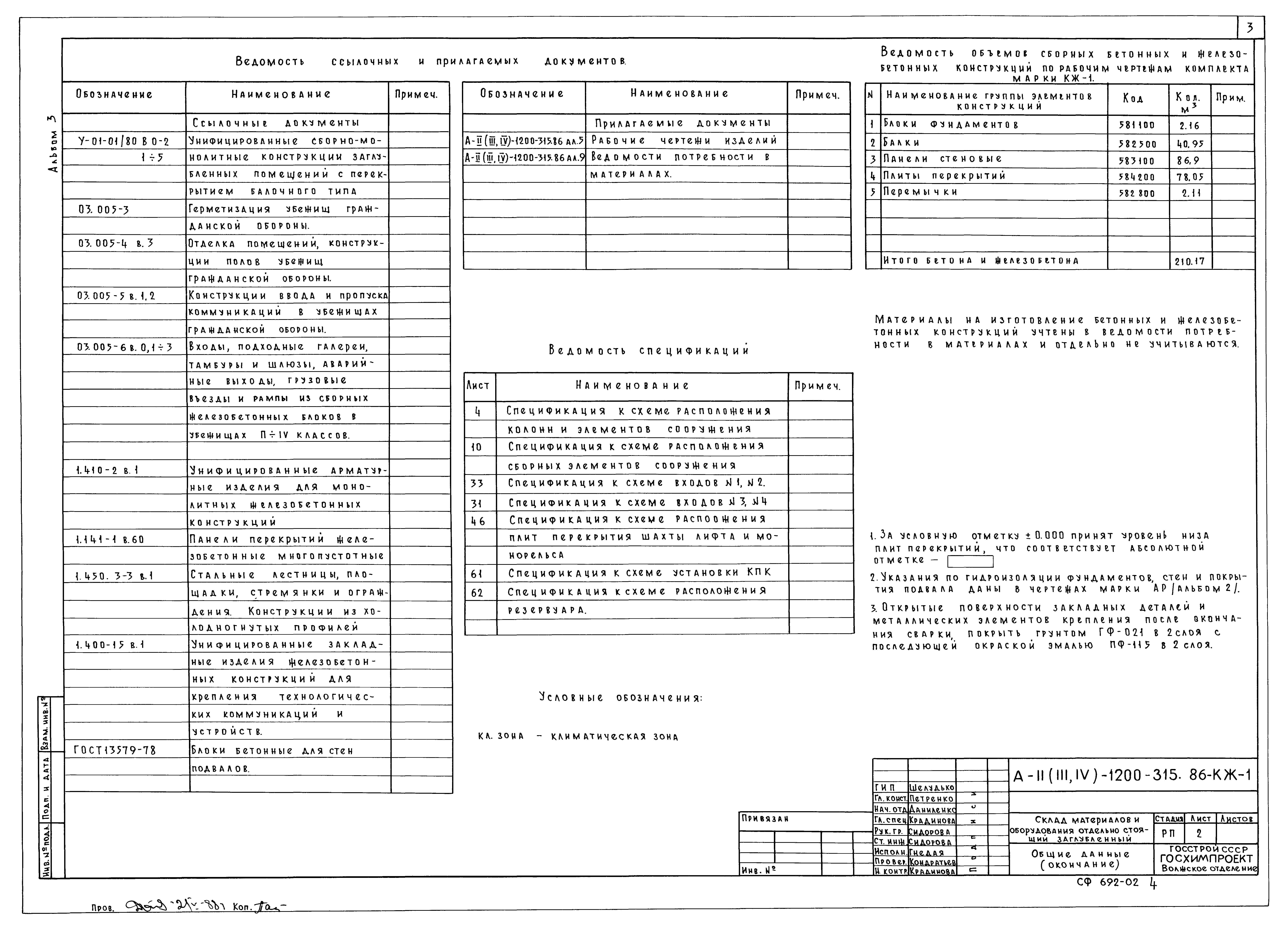 Типовой проект А-II,III,IV-1200-315.86