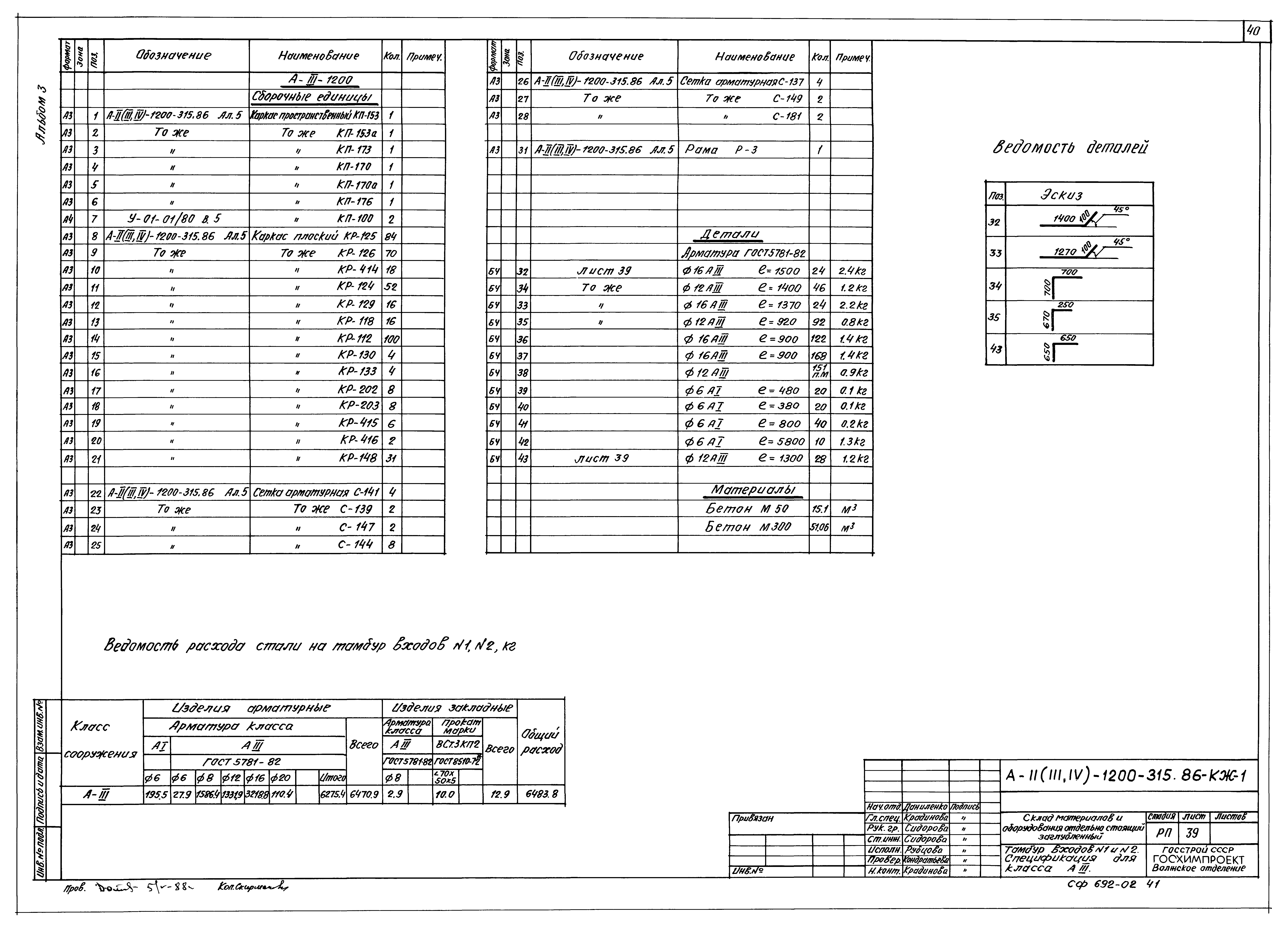 Типовой проект А-II,III,IV-1200-315.86