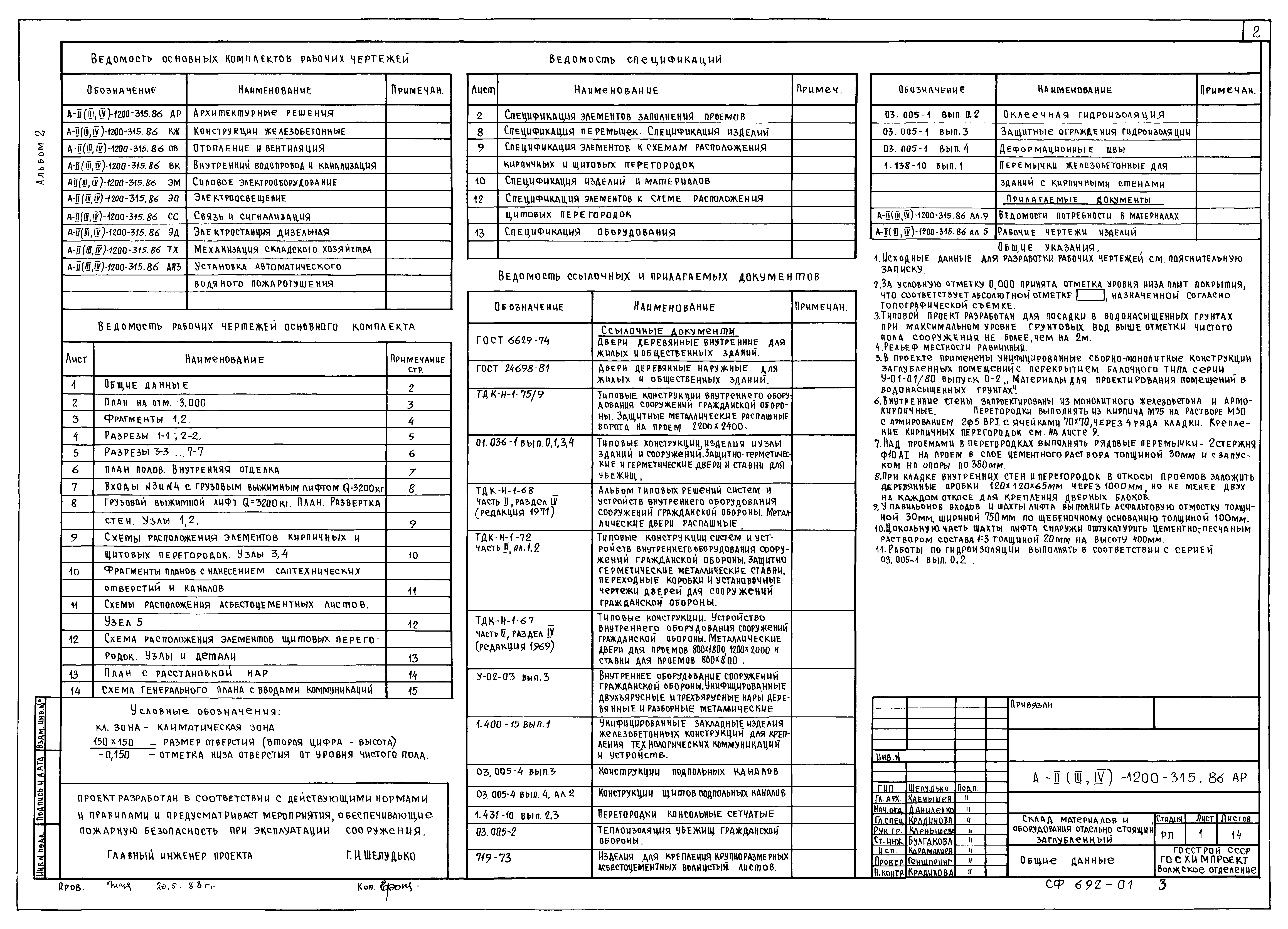 Типовой проект А-II,III,IV-1200-315.86