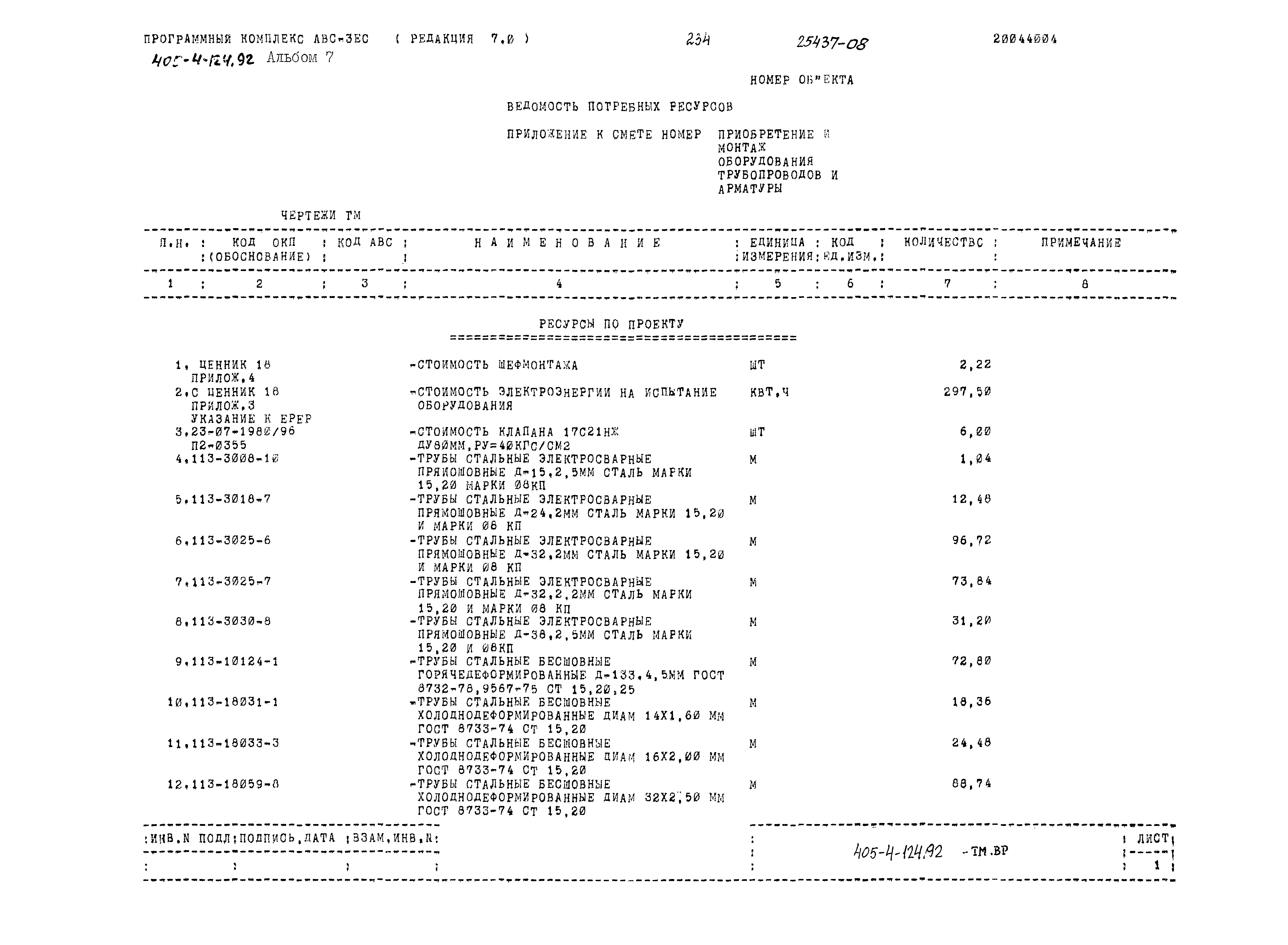 Типовой проект 405-4-124.92