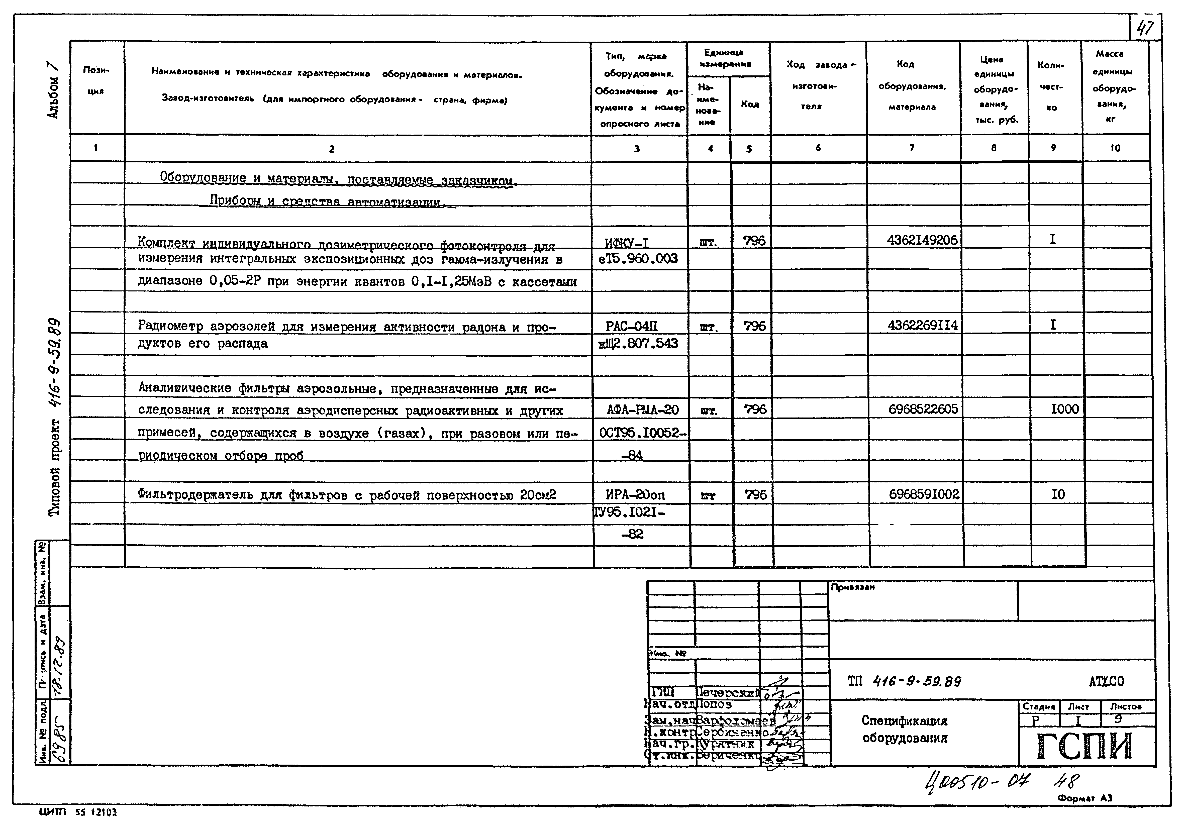 Типовой проект 416-9-59.89