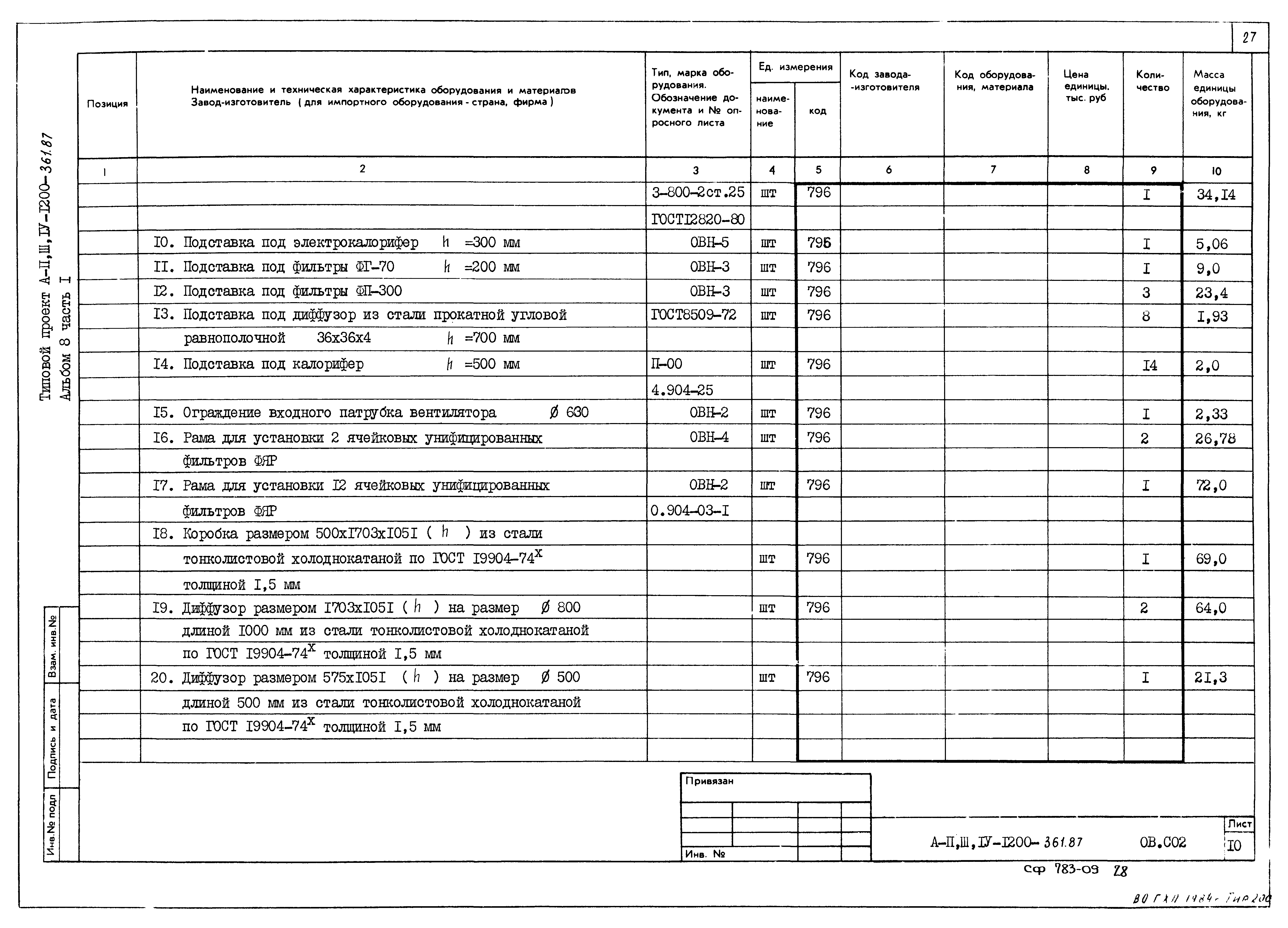 Типовой проект А-II,III,IV-1200-362.87