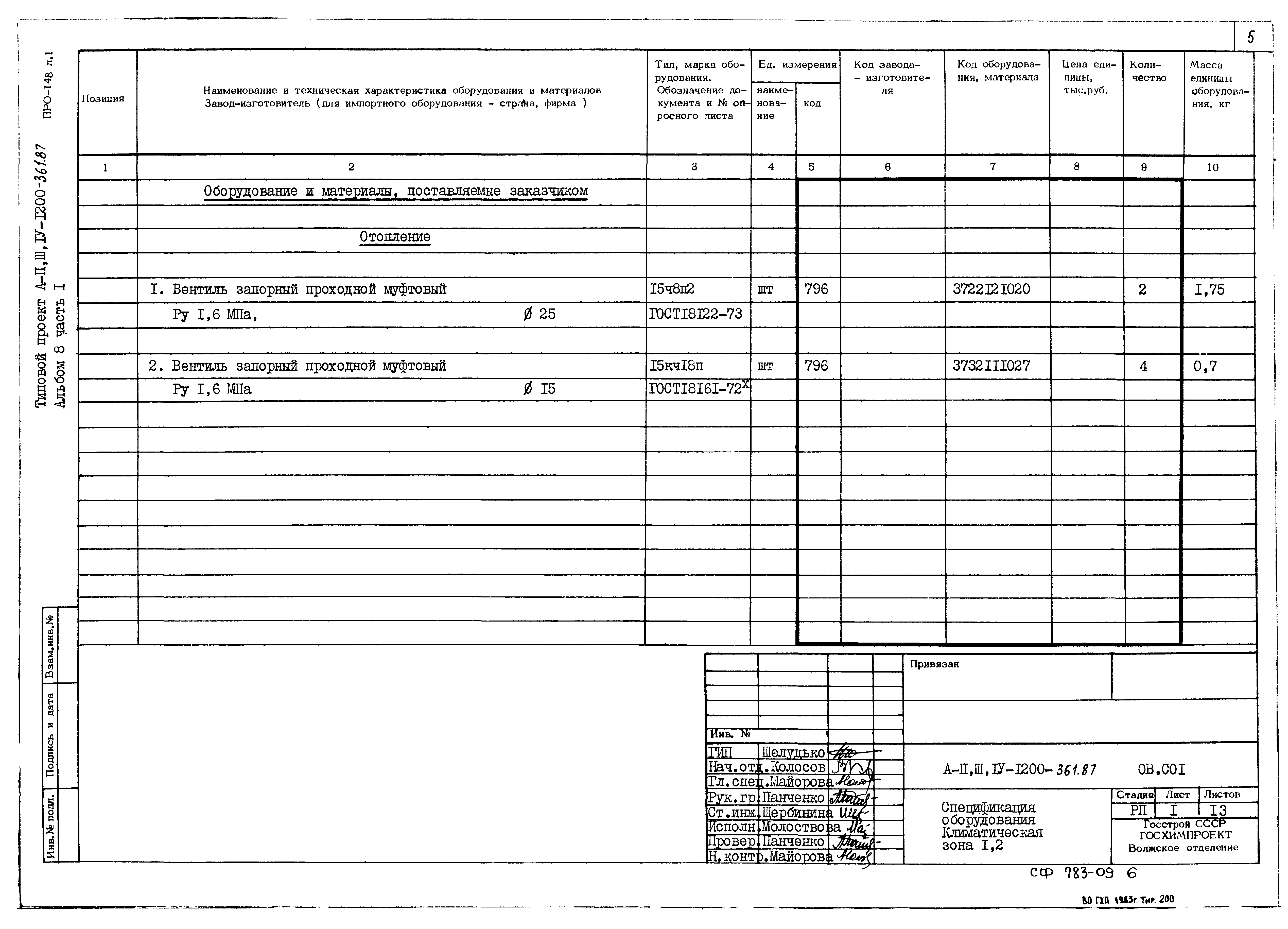 Типовой проект А-II,III,IV-1200-362.87