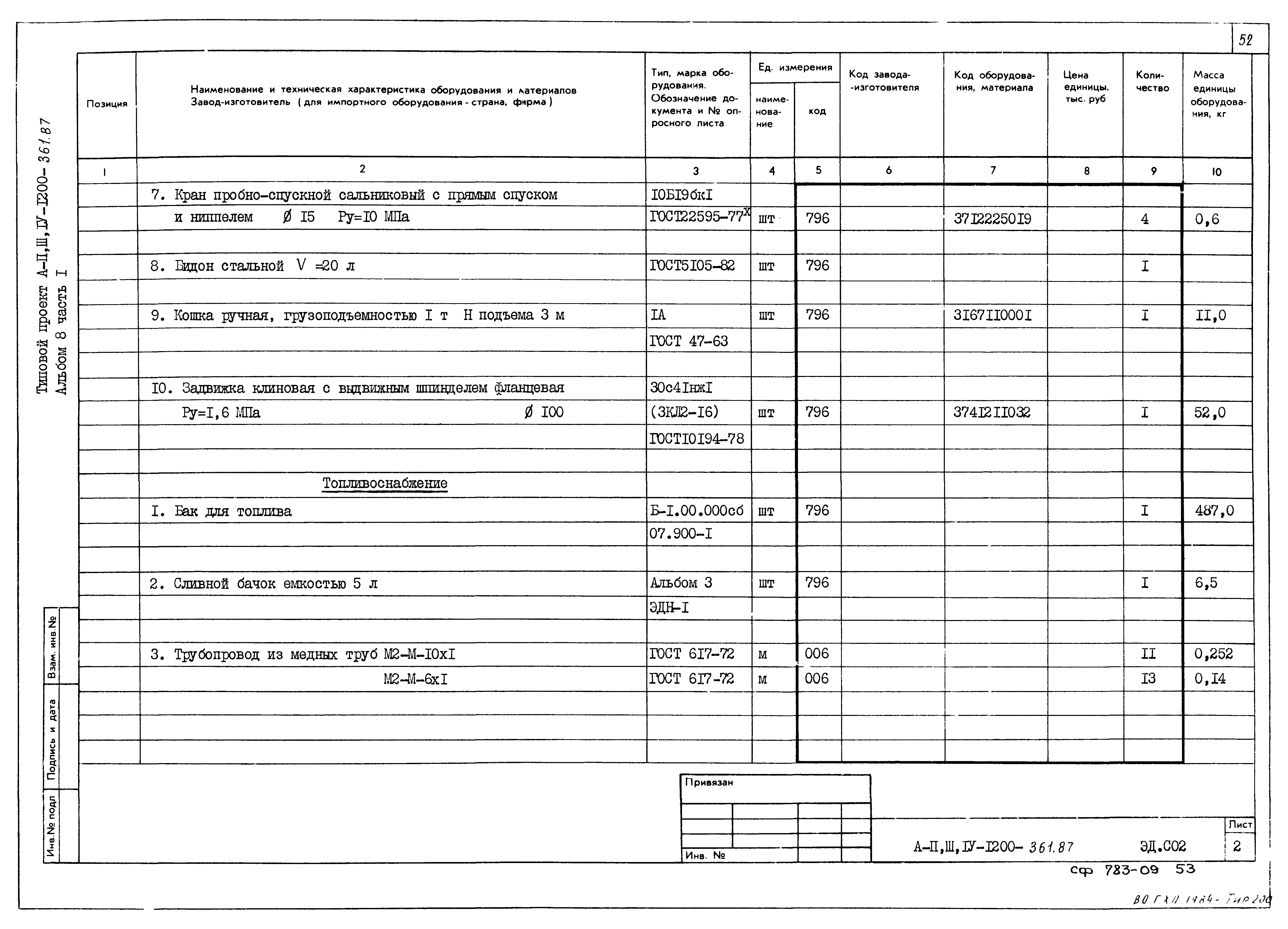 Типовой проект А-II,III,IV-1200-362.87