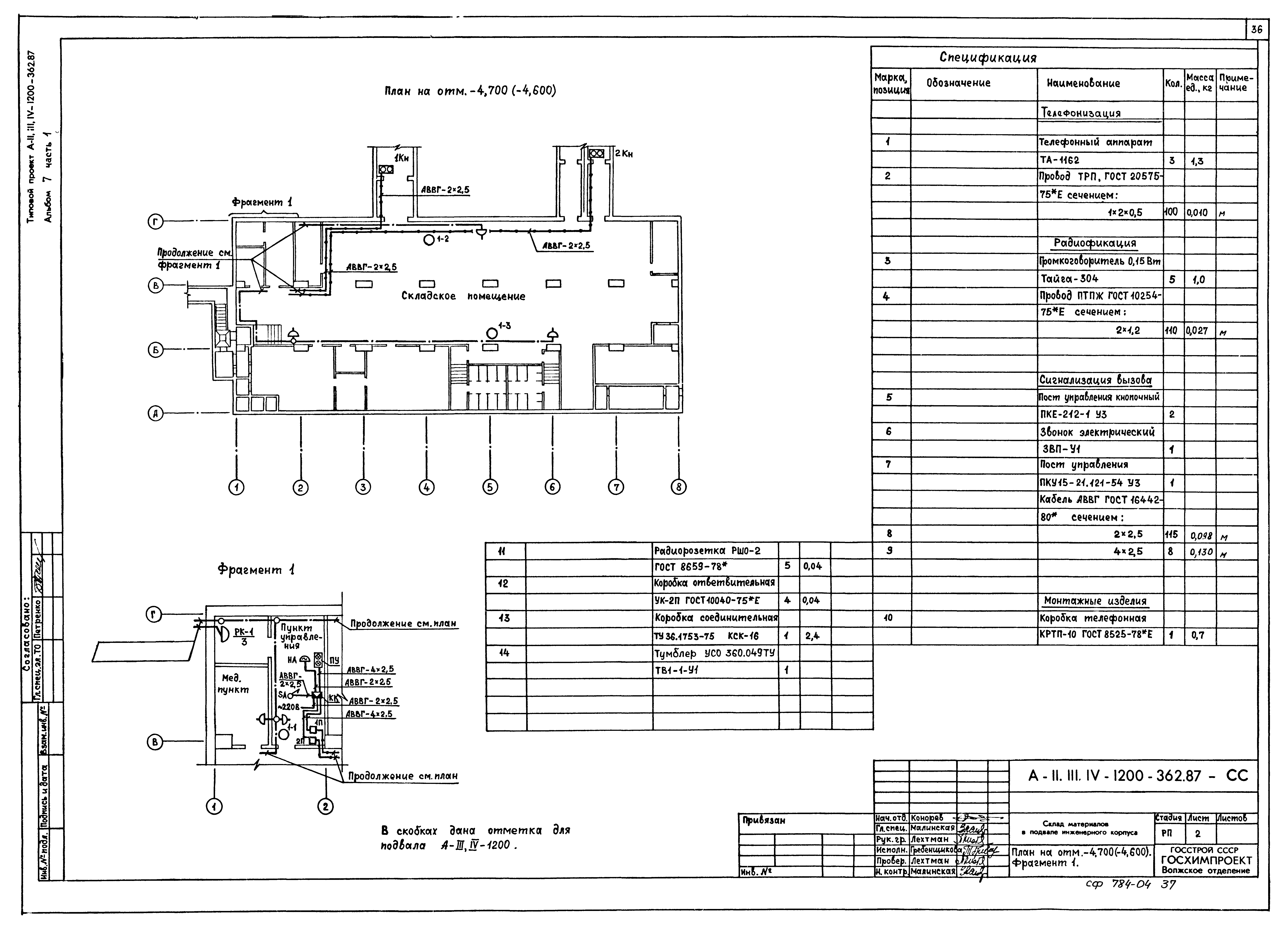 Типовой проект А-II,III,IV-1200-362.87