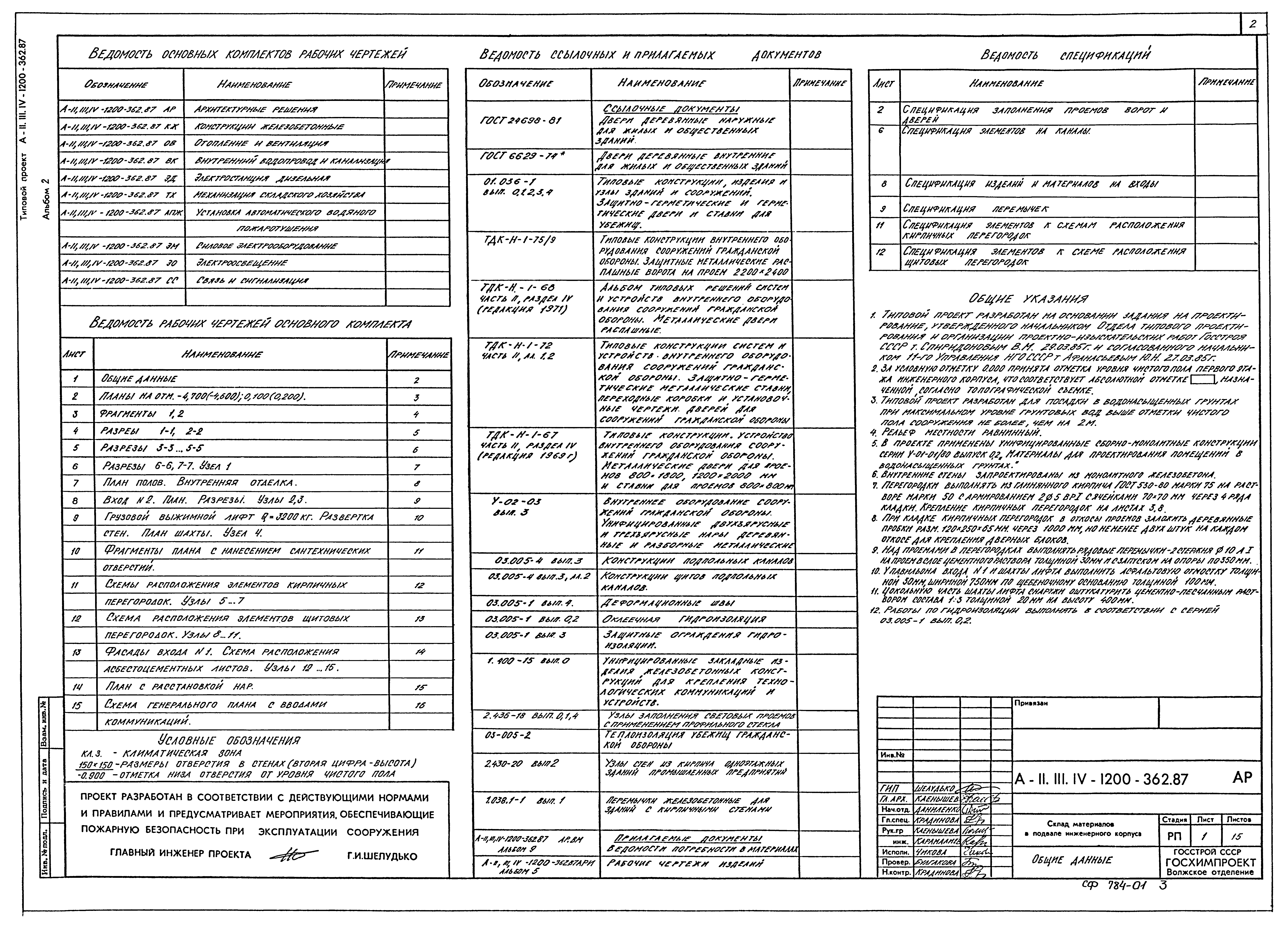 Типовой проект А-II,III,IV-1200-362.87