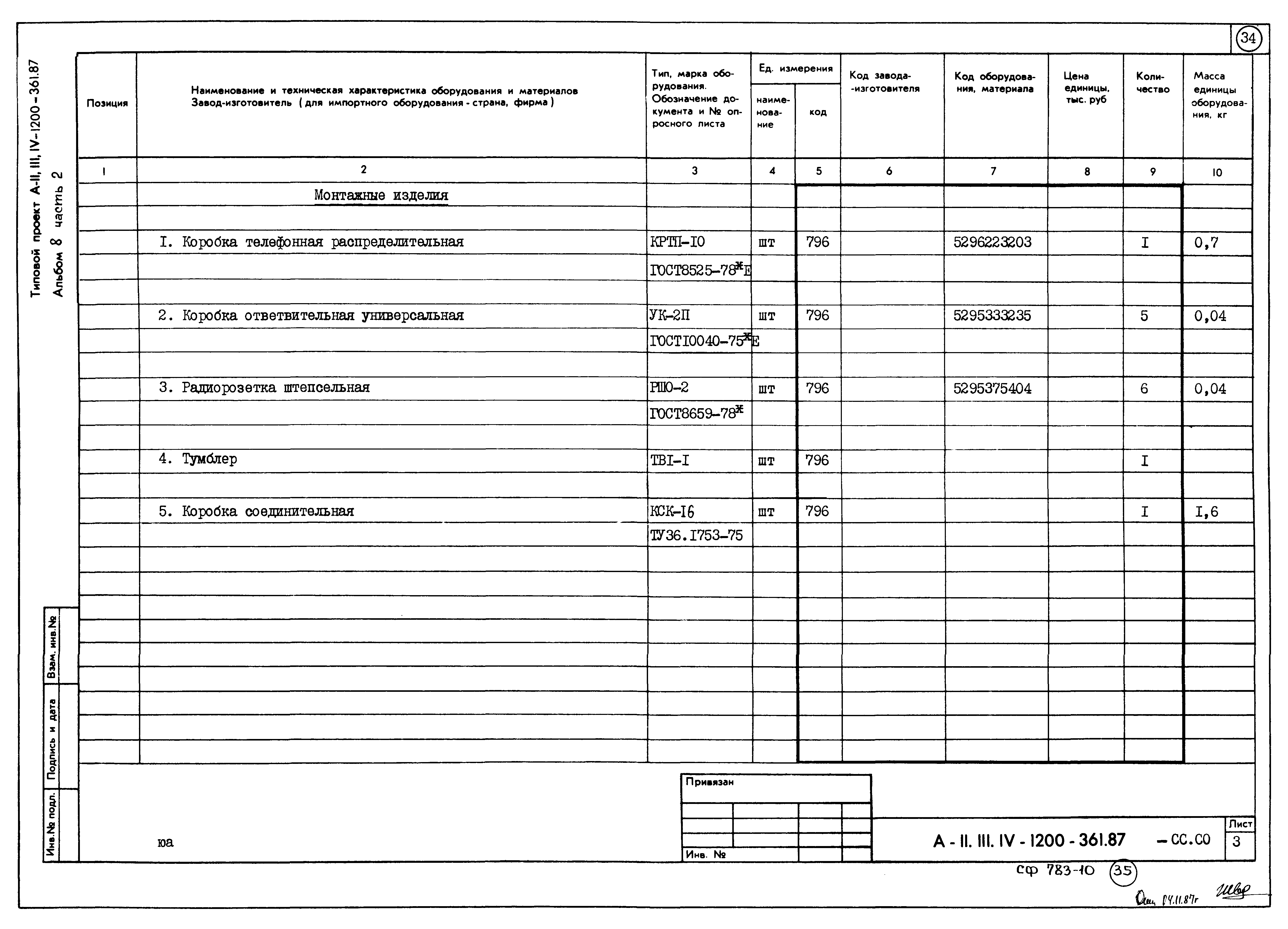 Типовой проект А-II,III,IV-1200-361.87