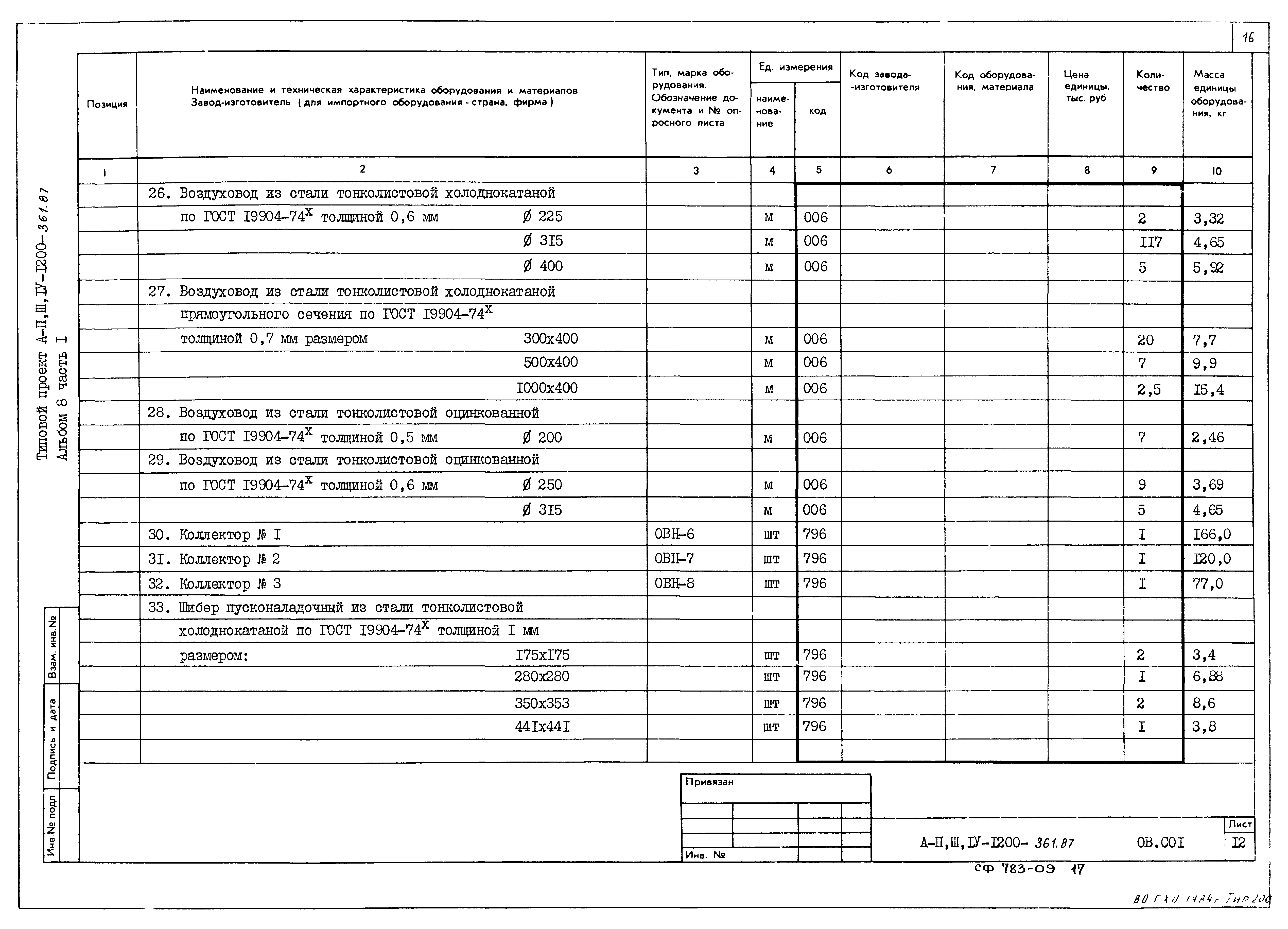 Типовой проект А-II,III,IV-1200-361.87