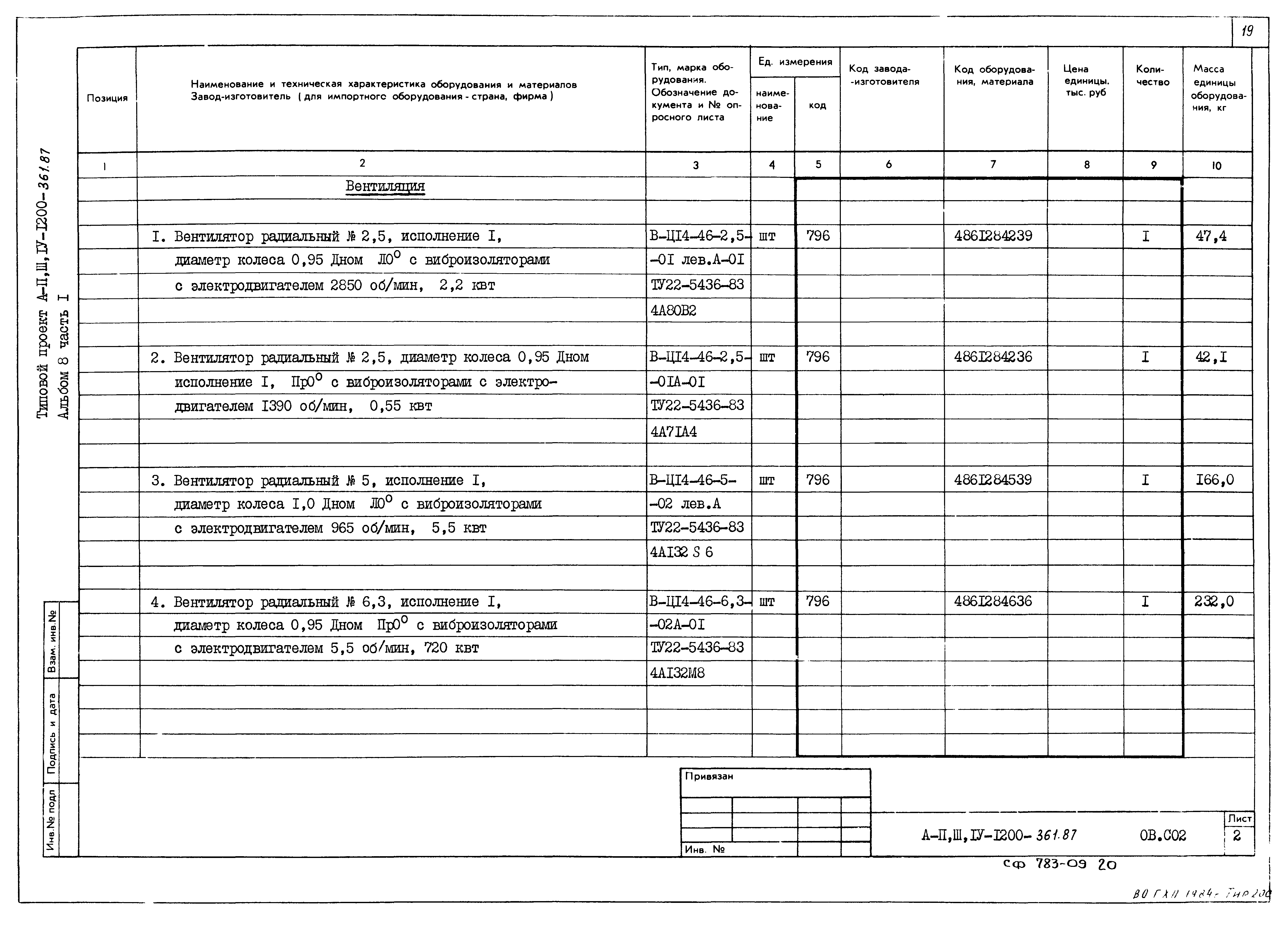 Типовой проект А-II,III,IV-1200-361.87