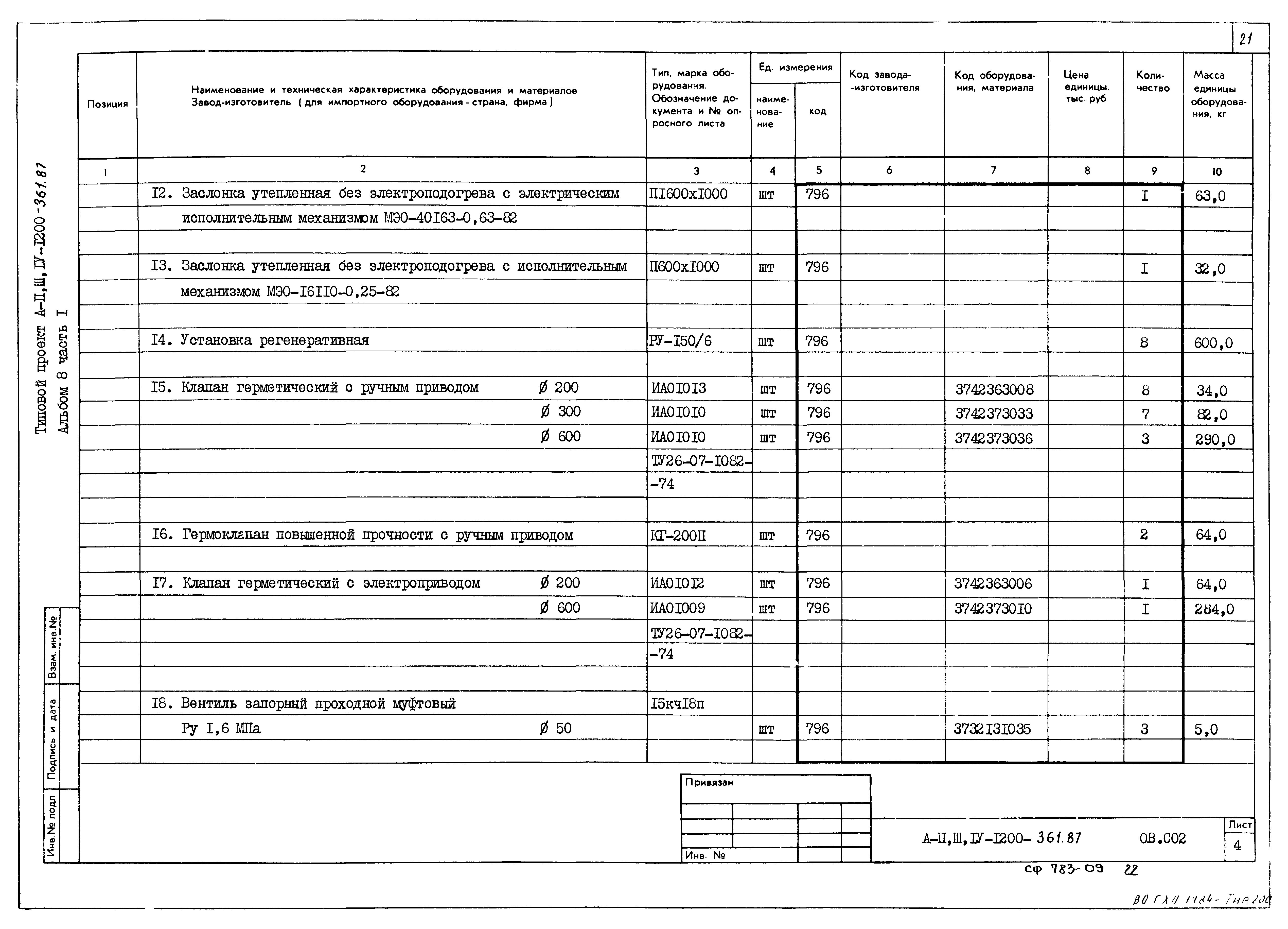 Типовой проект А-II,III,IV-1200-361.87
