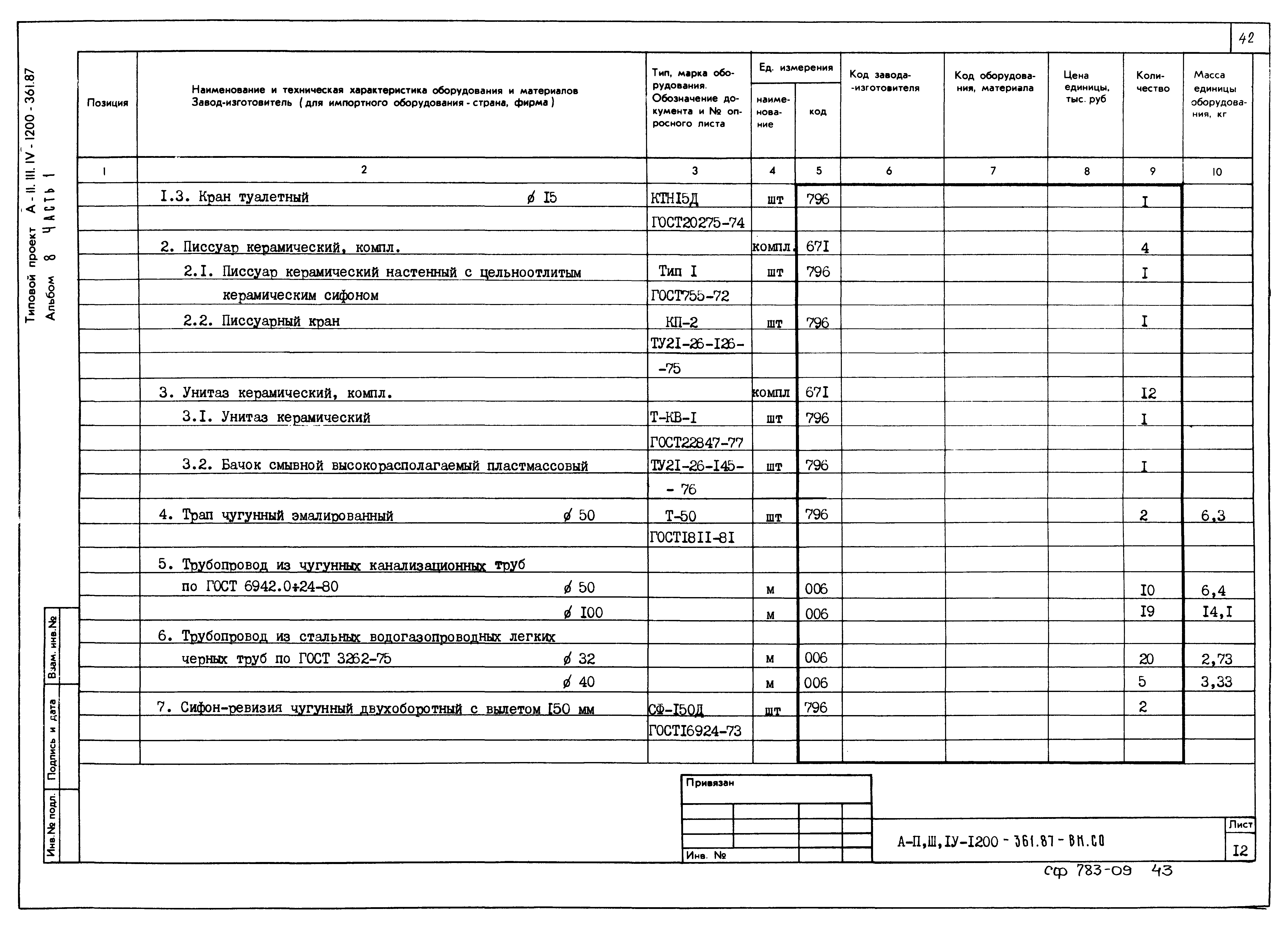 Типовой проект А-II,III,IV-1200-361.87