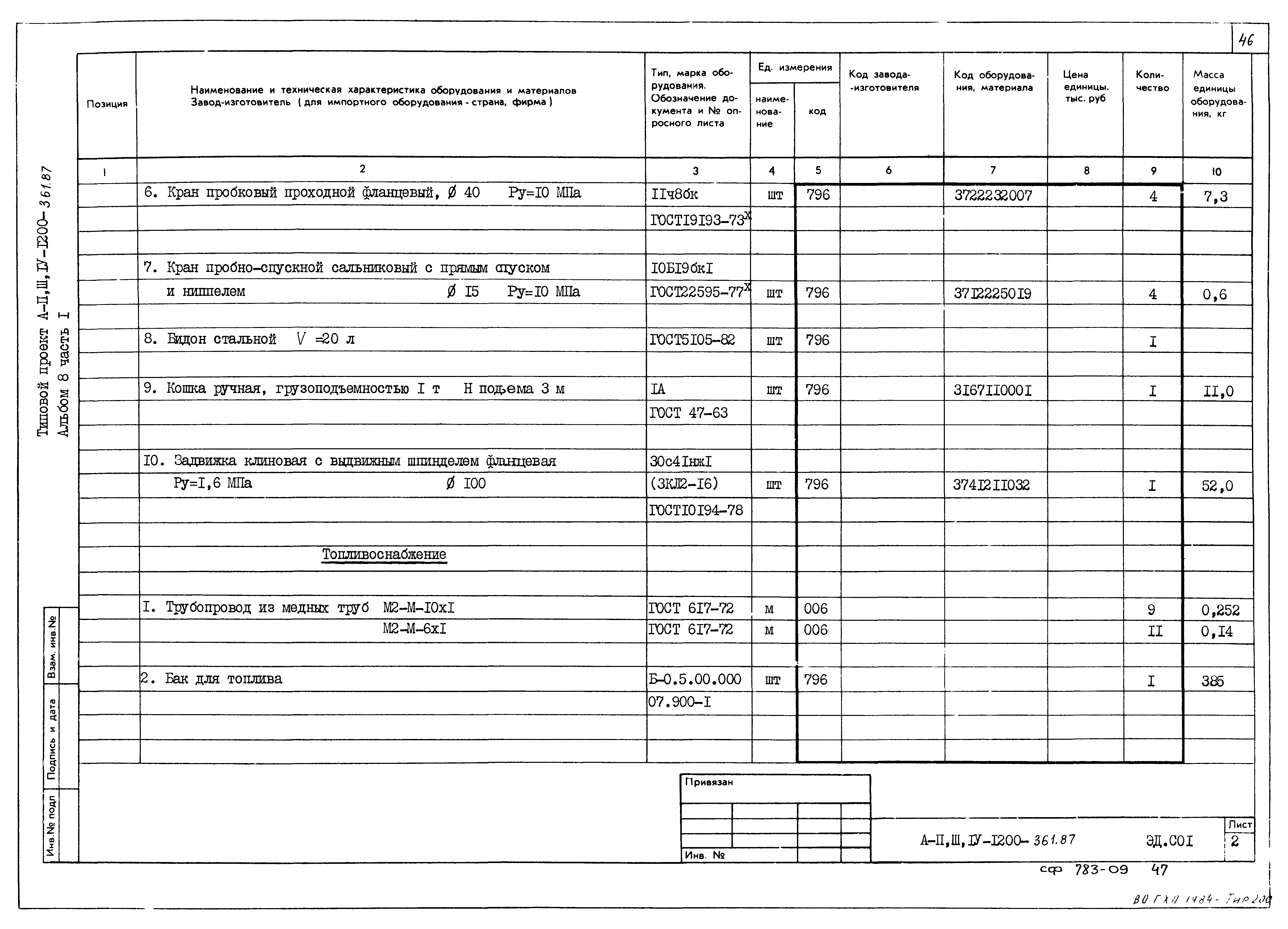 Типовой проект А-II,III,IV-1200-361.87