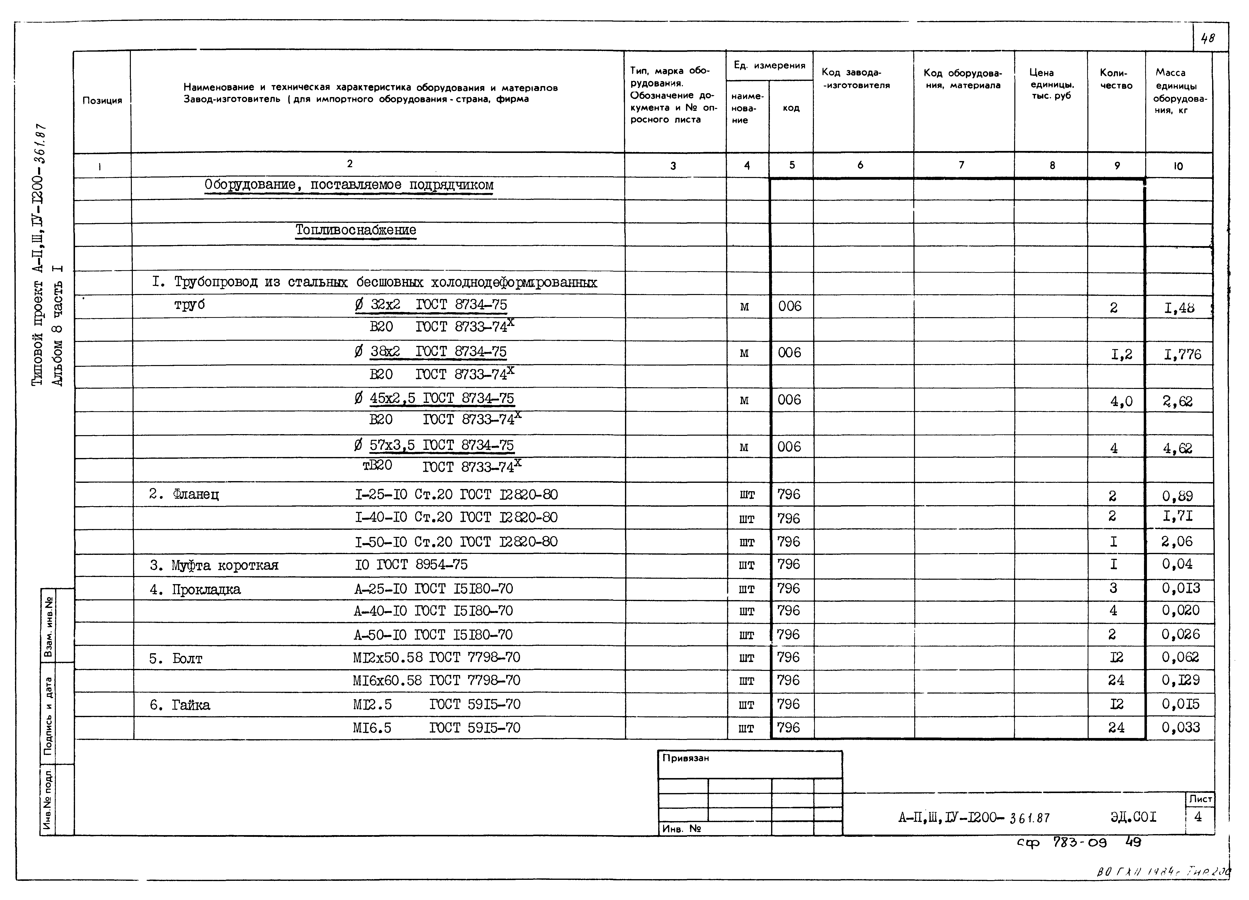 Типовой проект А-II,III,IV-1200-361.87