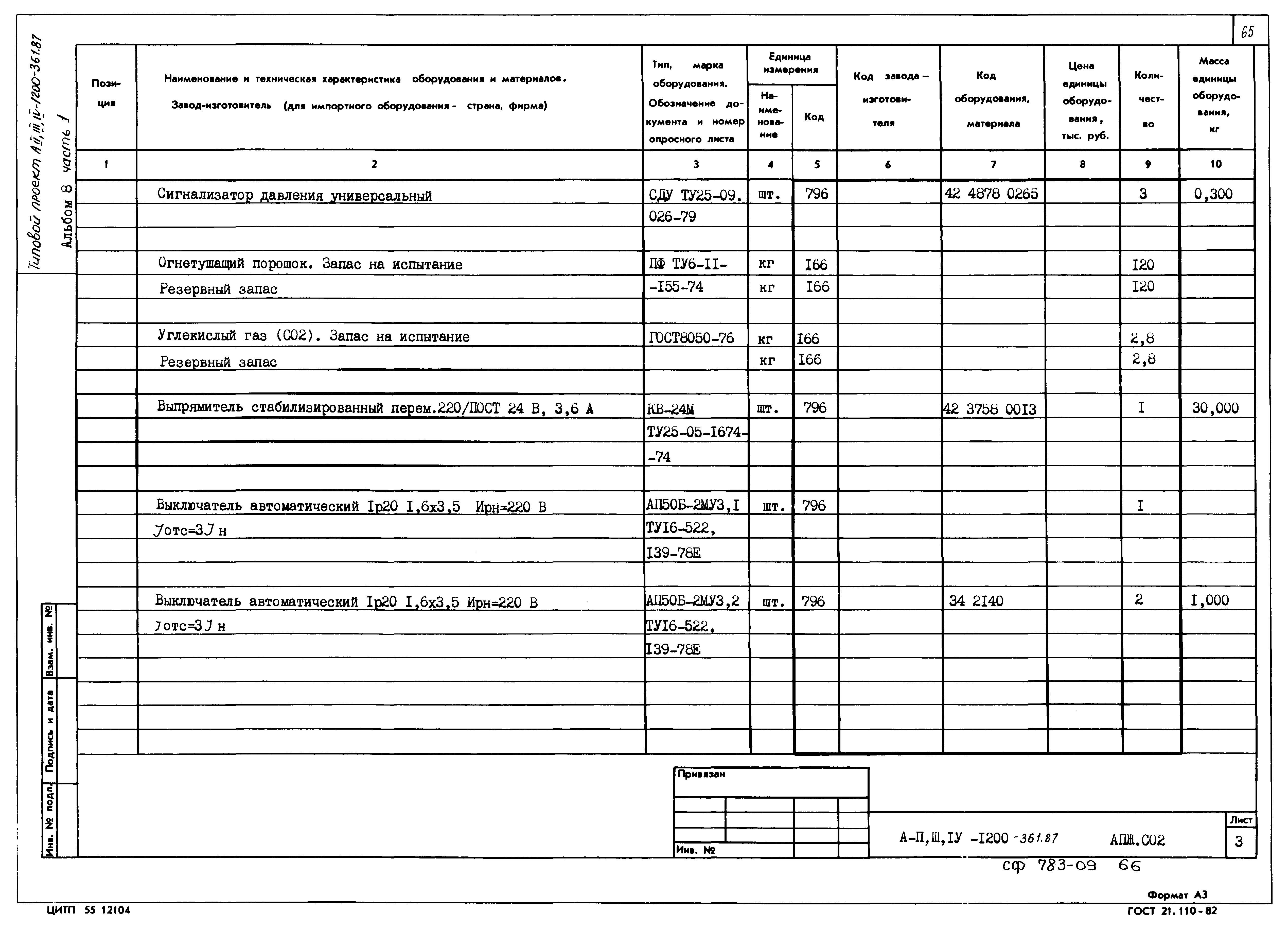 Типовой проект А-II,III,IV-1200-361.87
