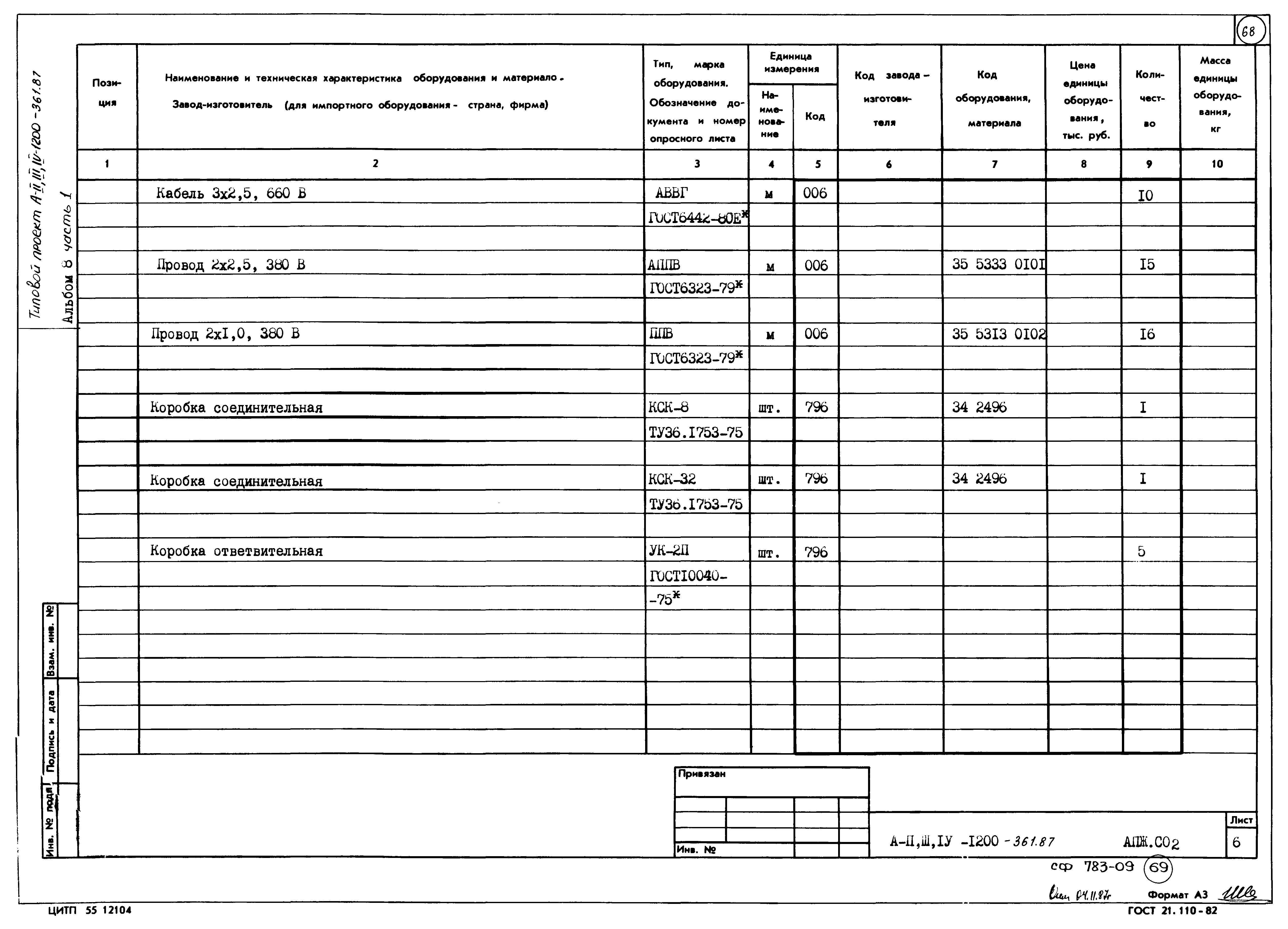 Типовой проект А-II,III,IV-1200-361.87