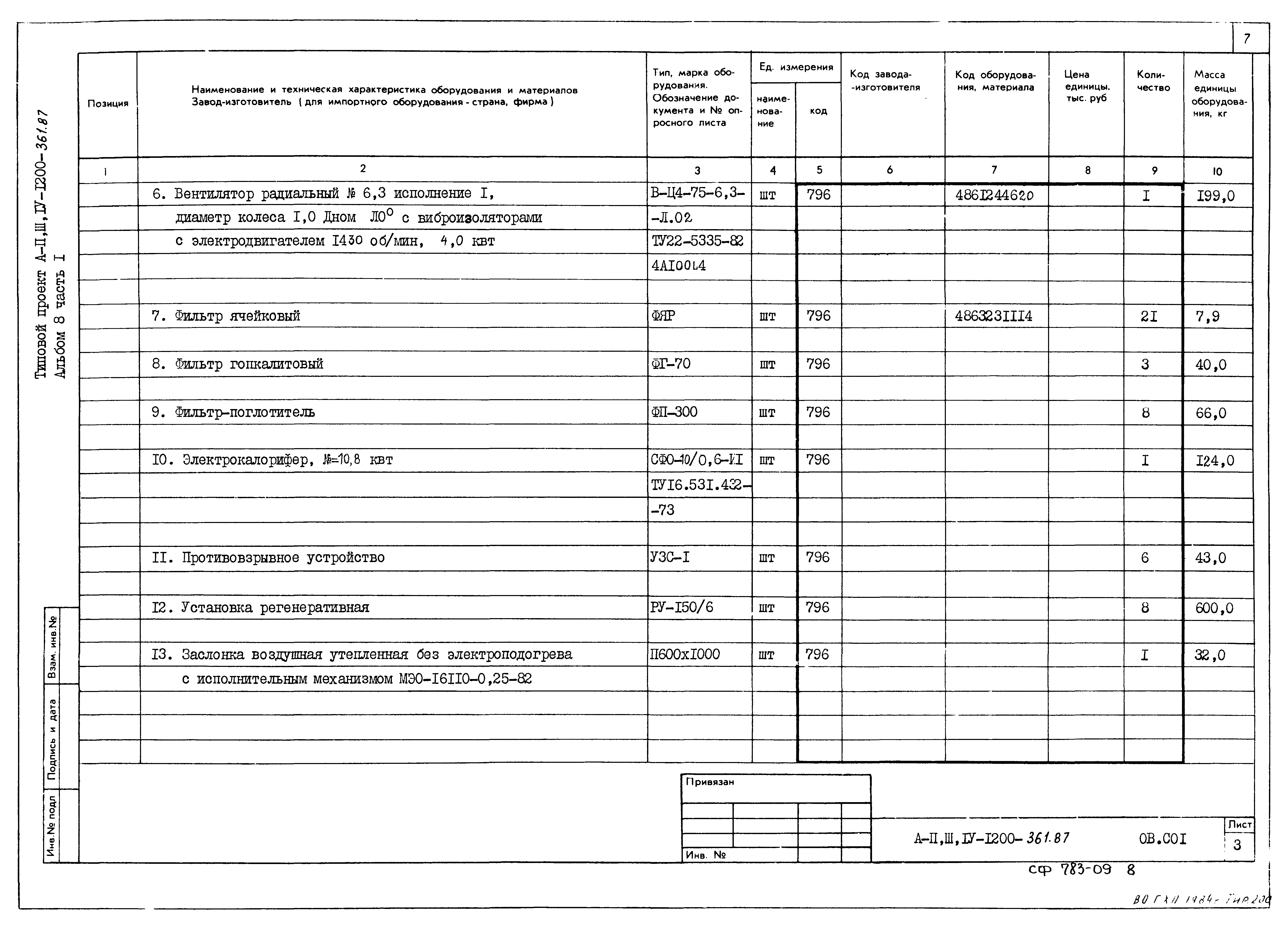 Типовой проект А-II,III,IV-1200-361.87