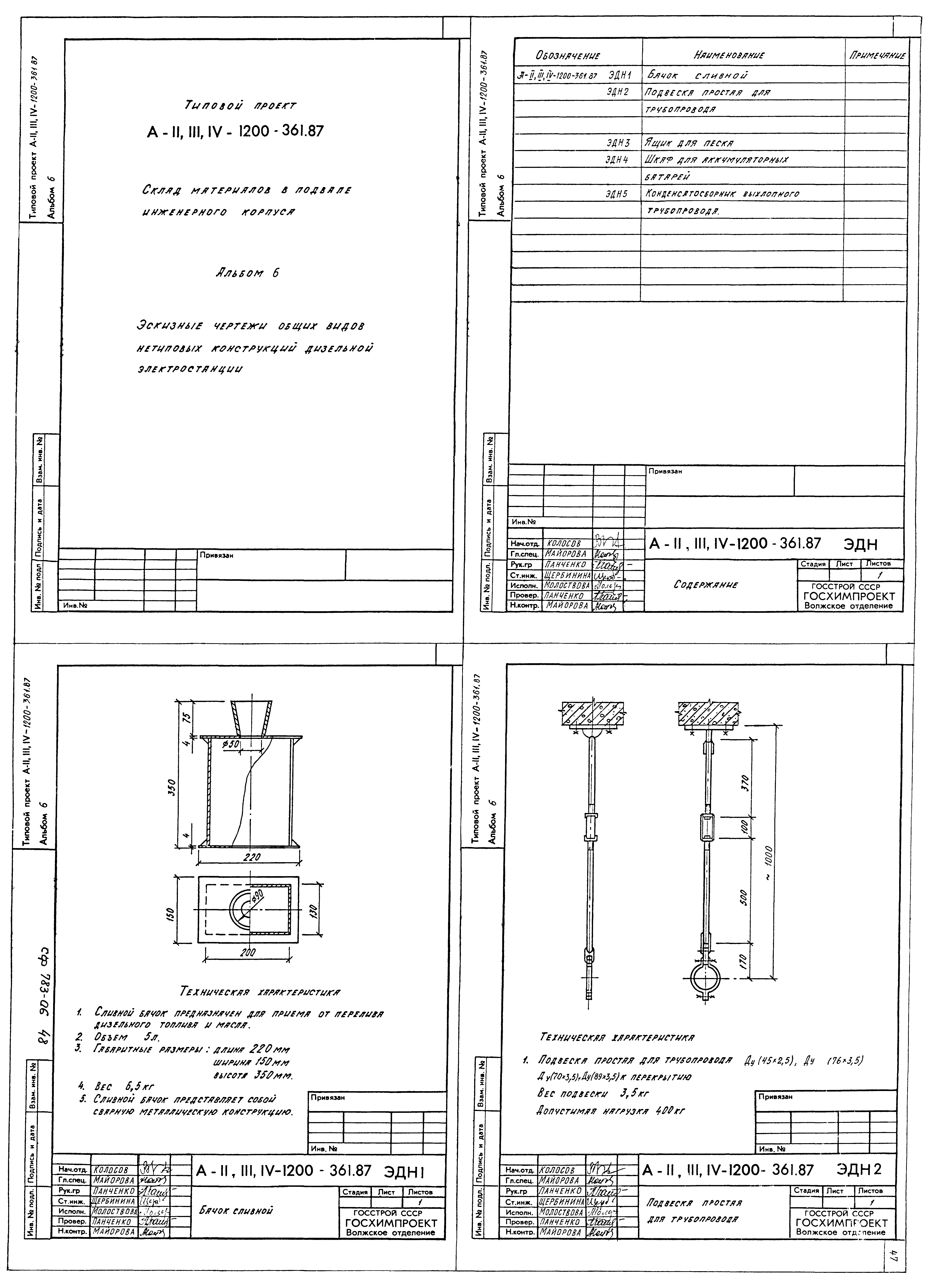Типовой проект А-II,III,IV-1200-361.87