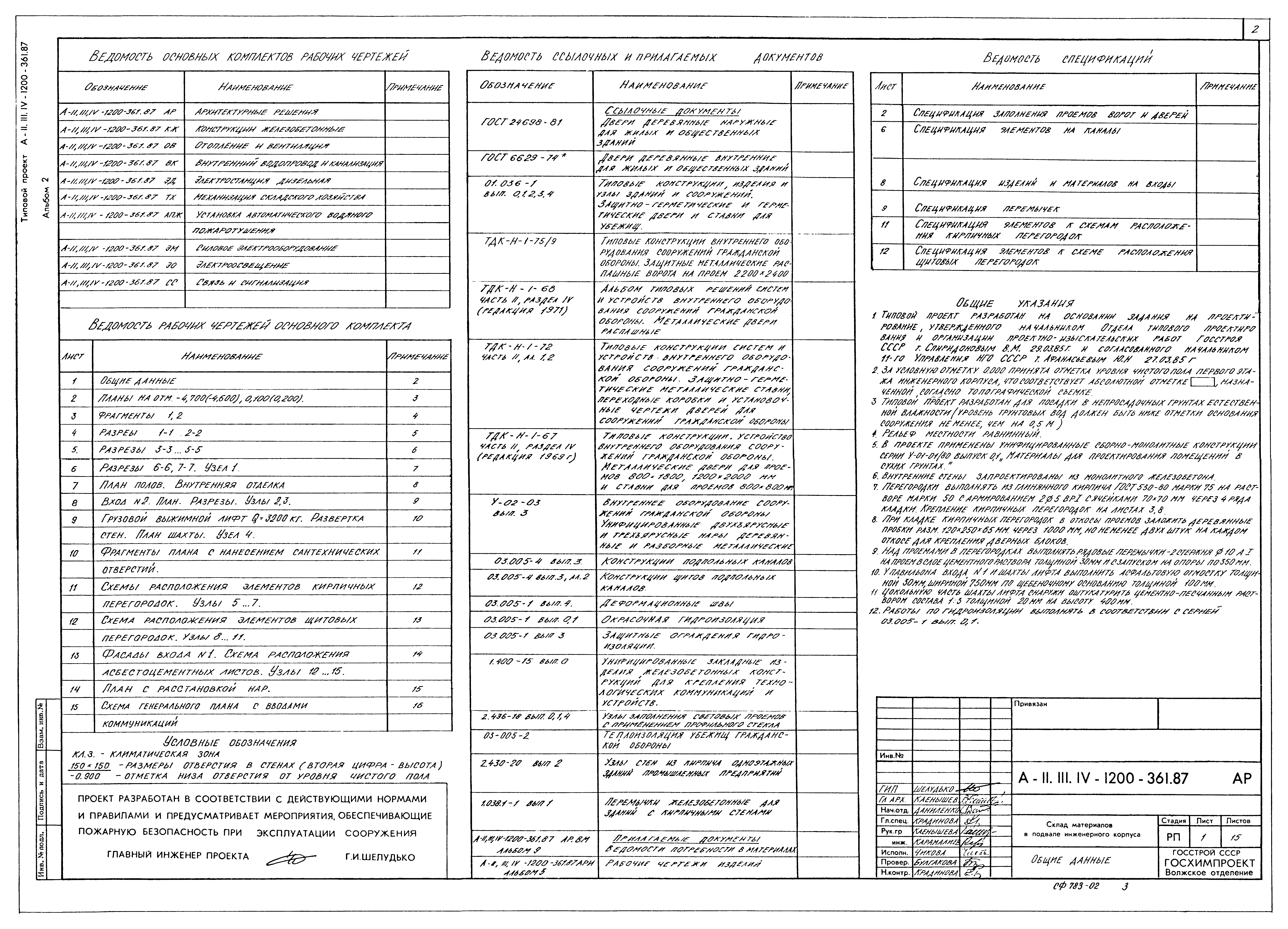 Типовой проект А-II,III,IV-1200-361.87