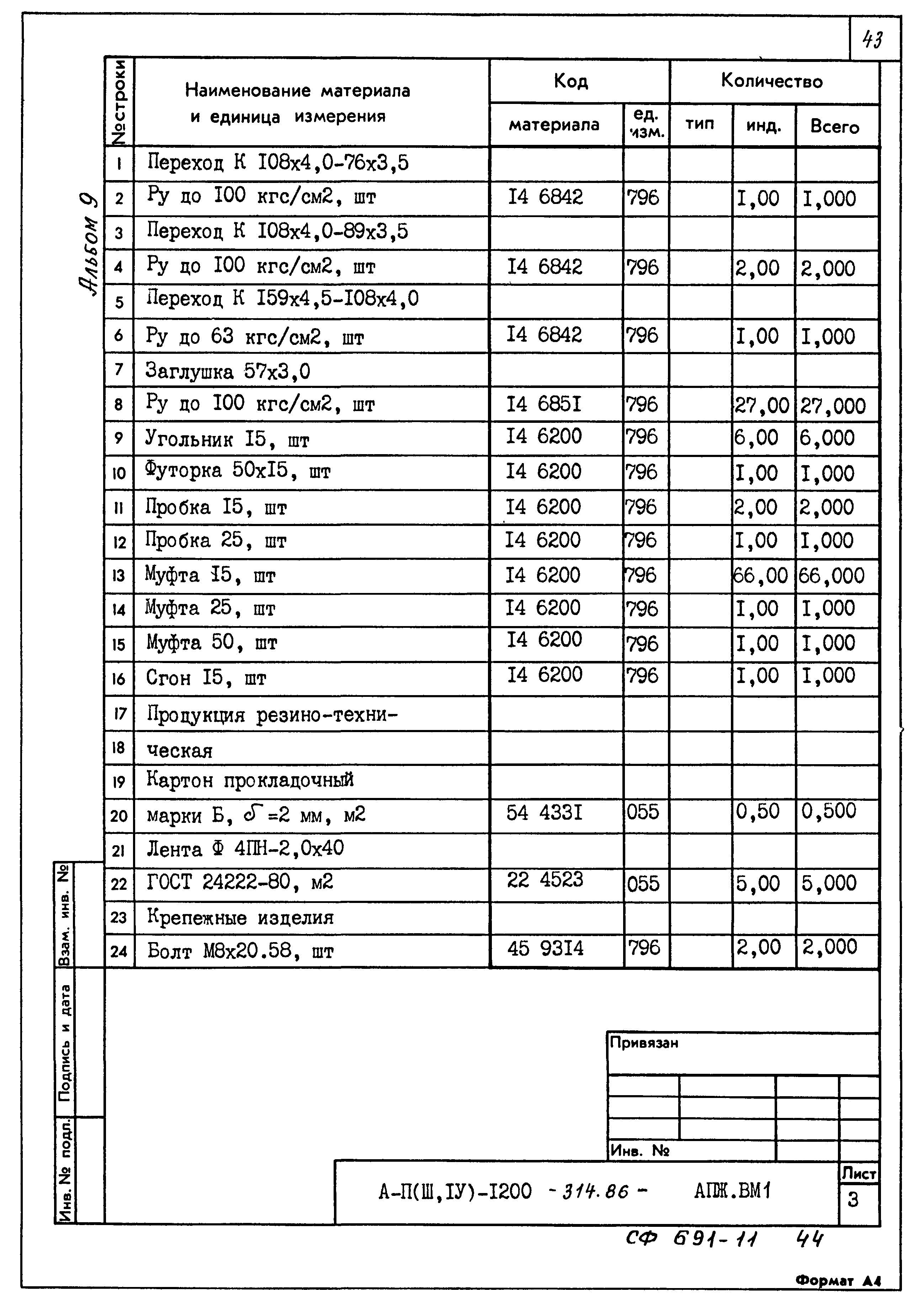 Типовой проект А-II,III,IV-1200-314.86