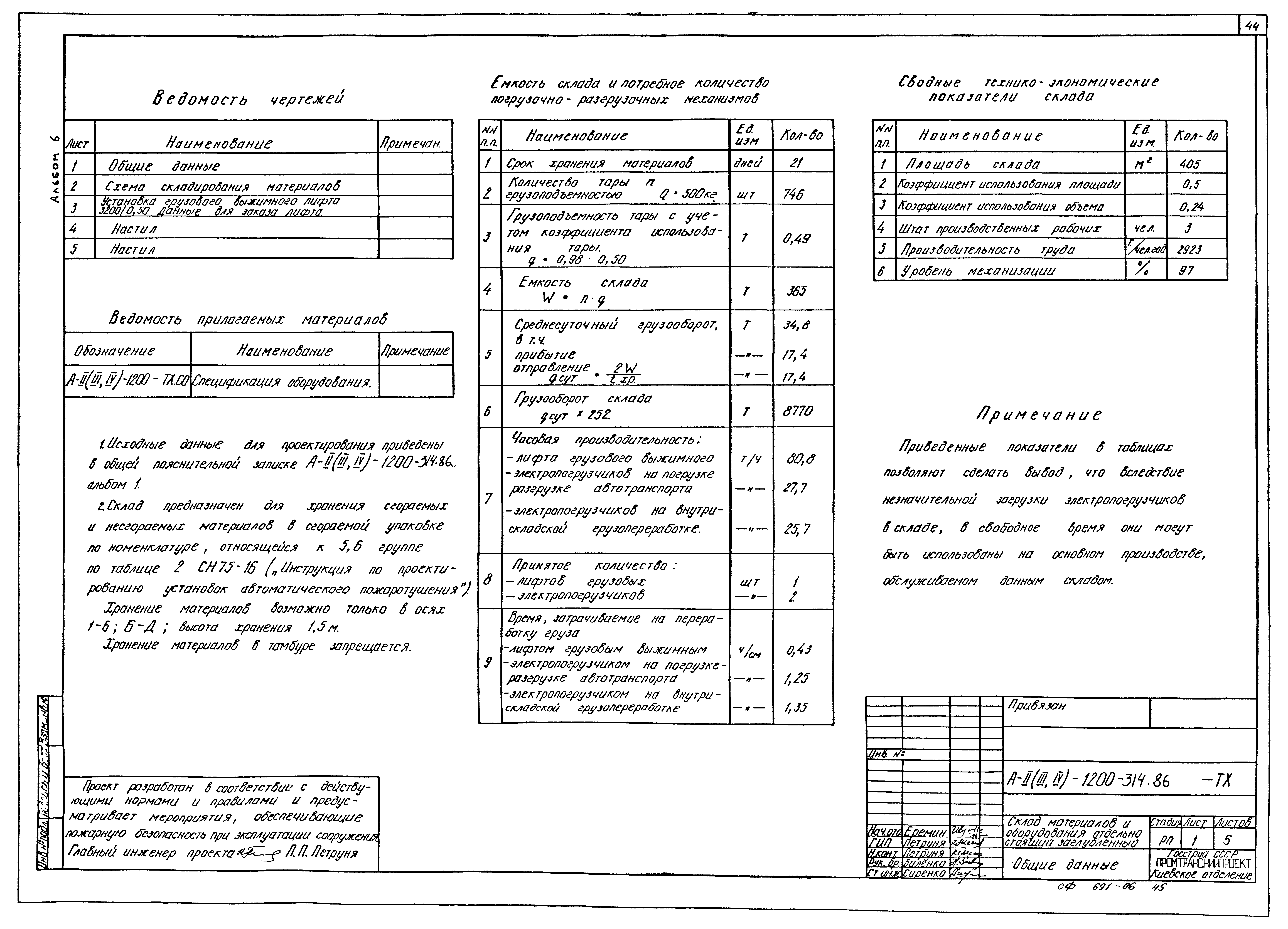 Типовой проект А-II,III,IV-1200-314.86