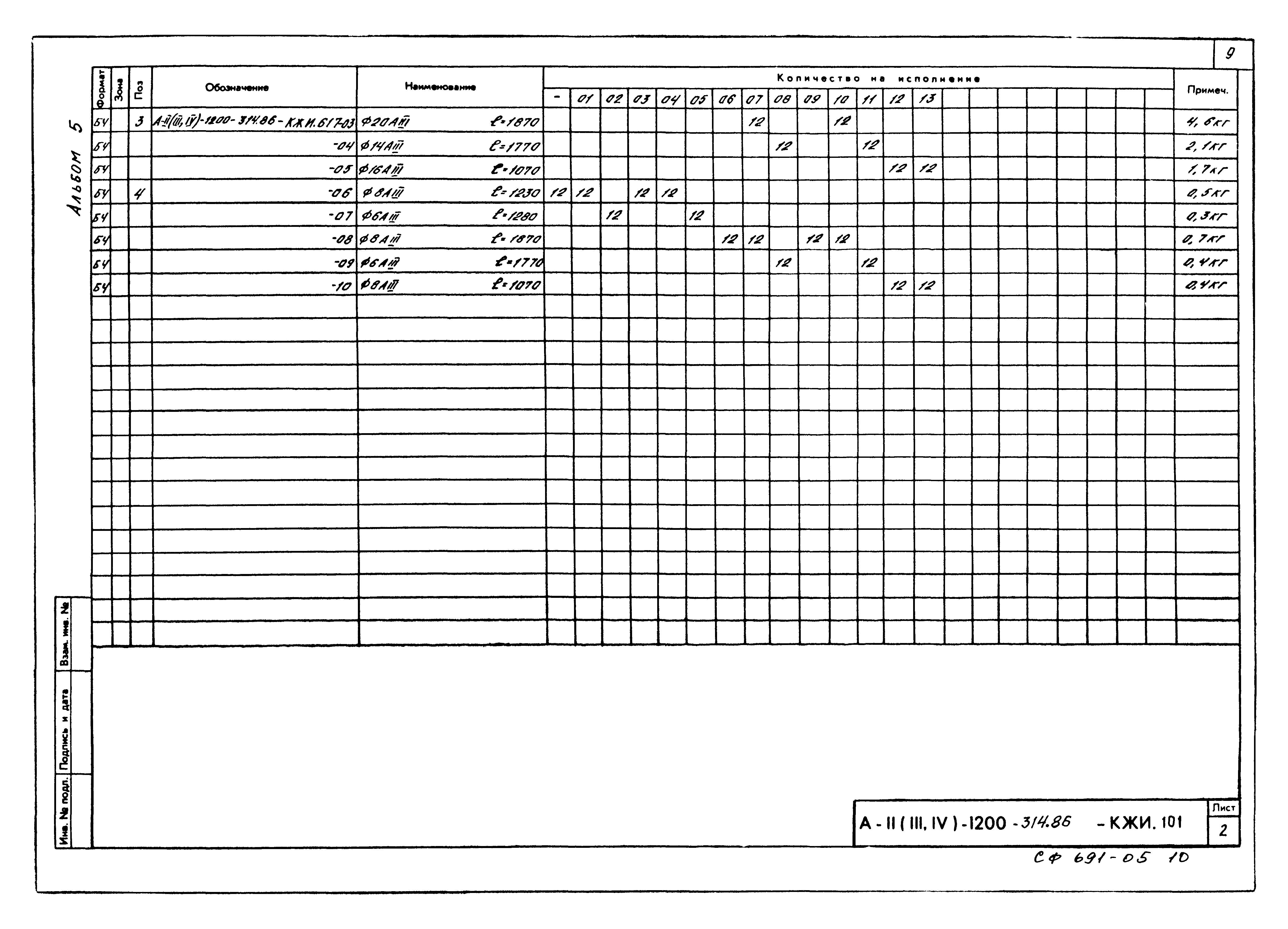 Типовой проект А-II,III,IV-1200-314.86