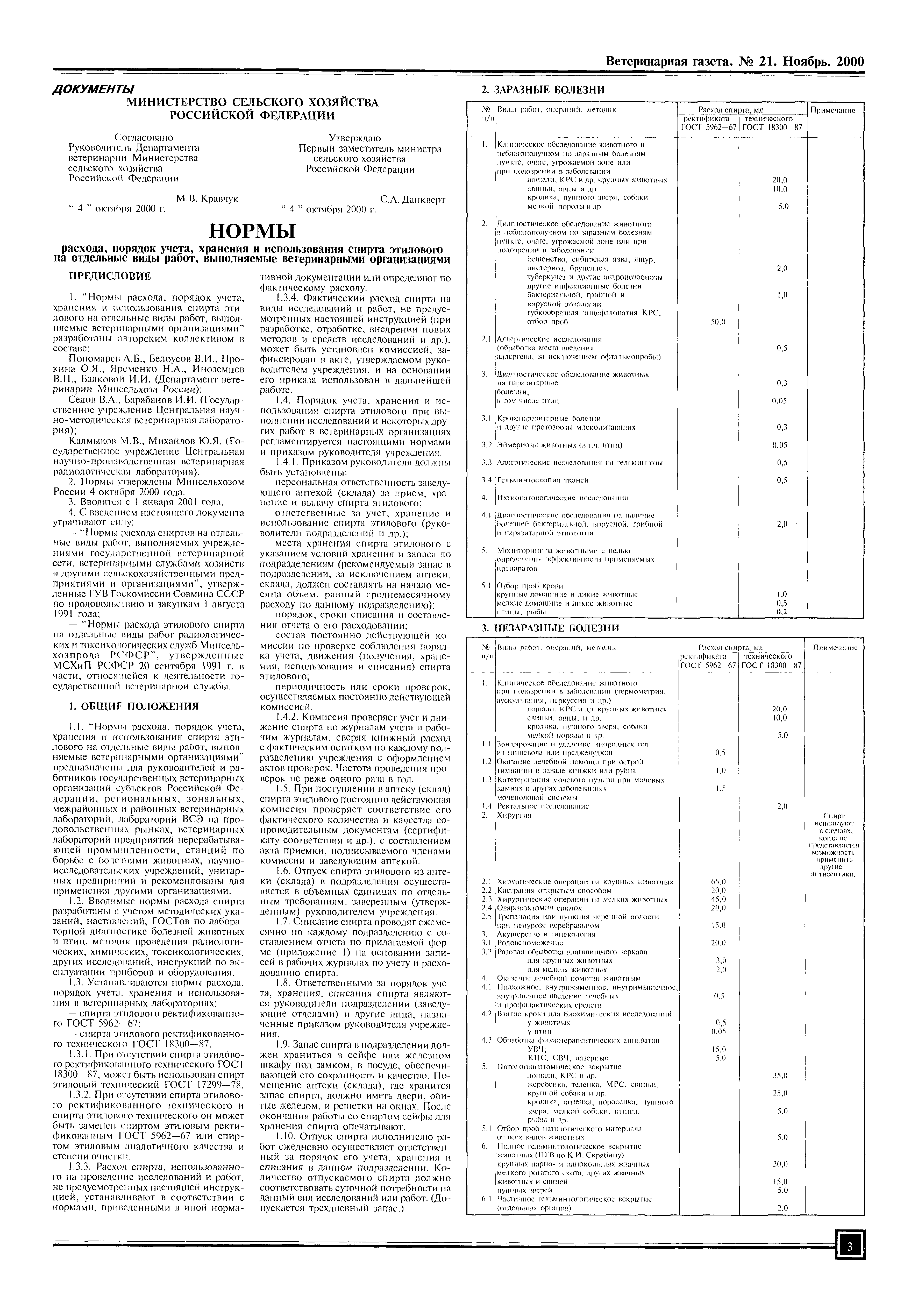 Скачать Нормы расхода, порядок учета, хранения и использования спирта  этилового на отдельные виды работ, выполняемые ветеринарными организациями