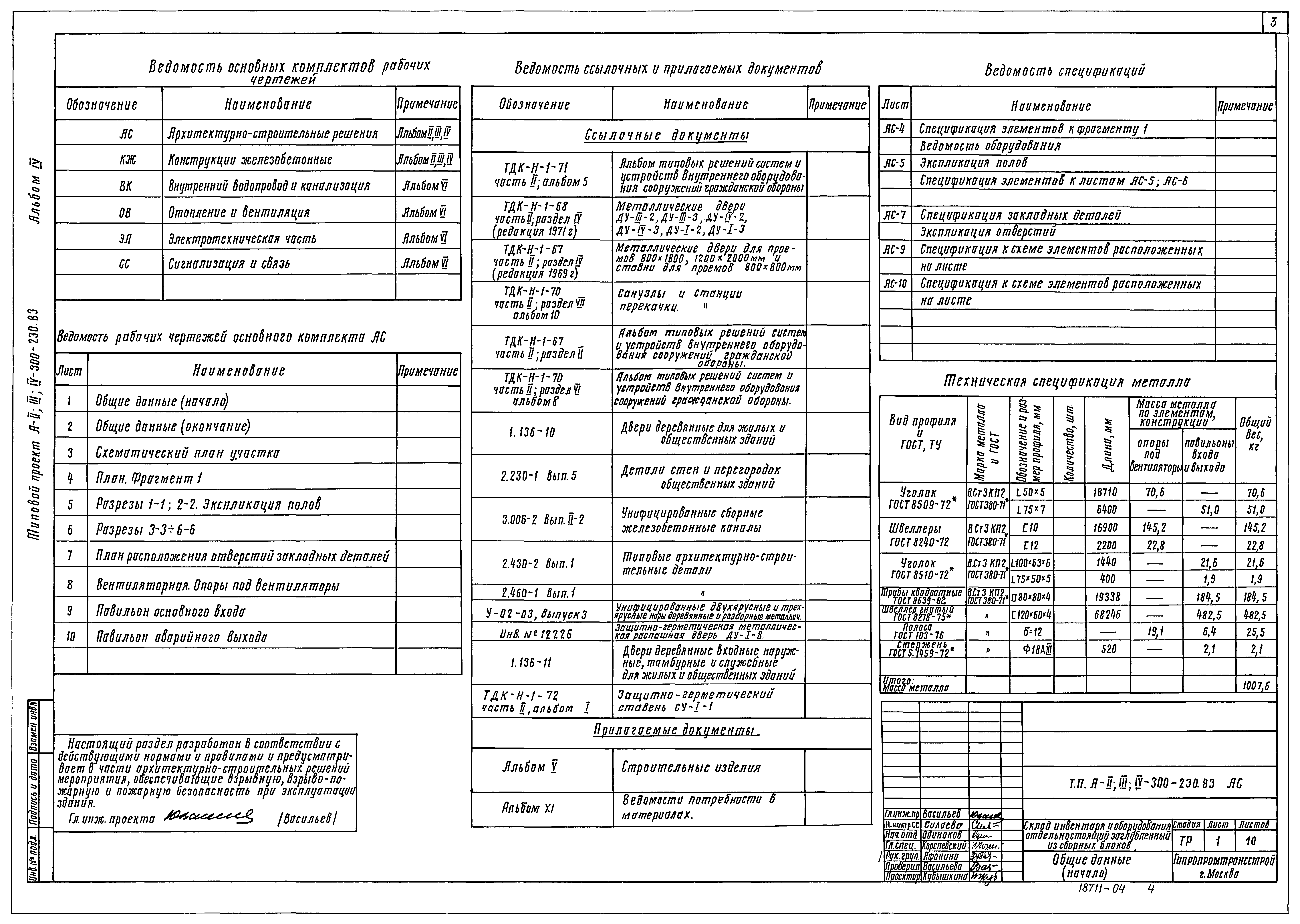 Типовой проект А-II,III,IV-300-230.83