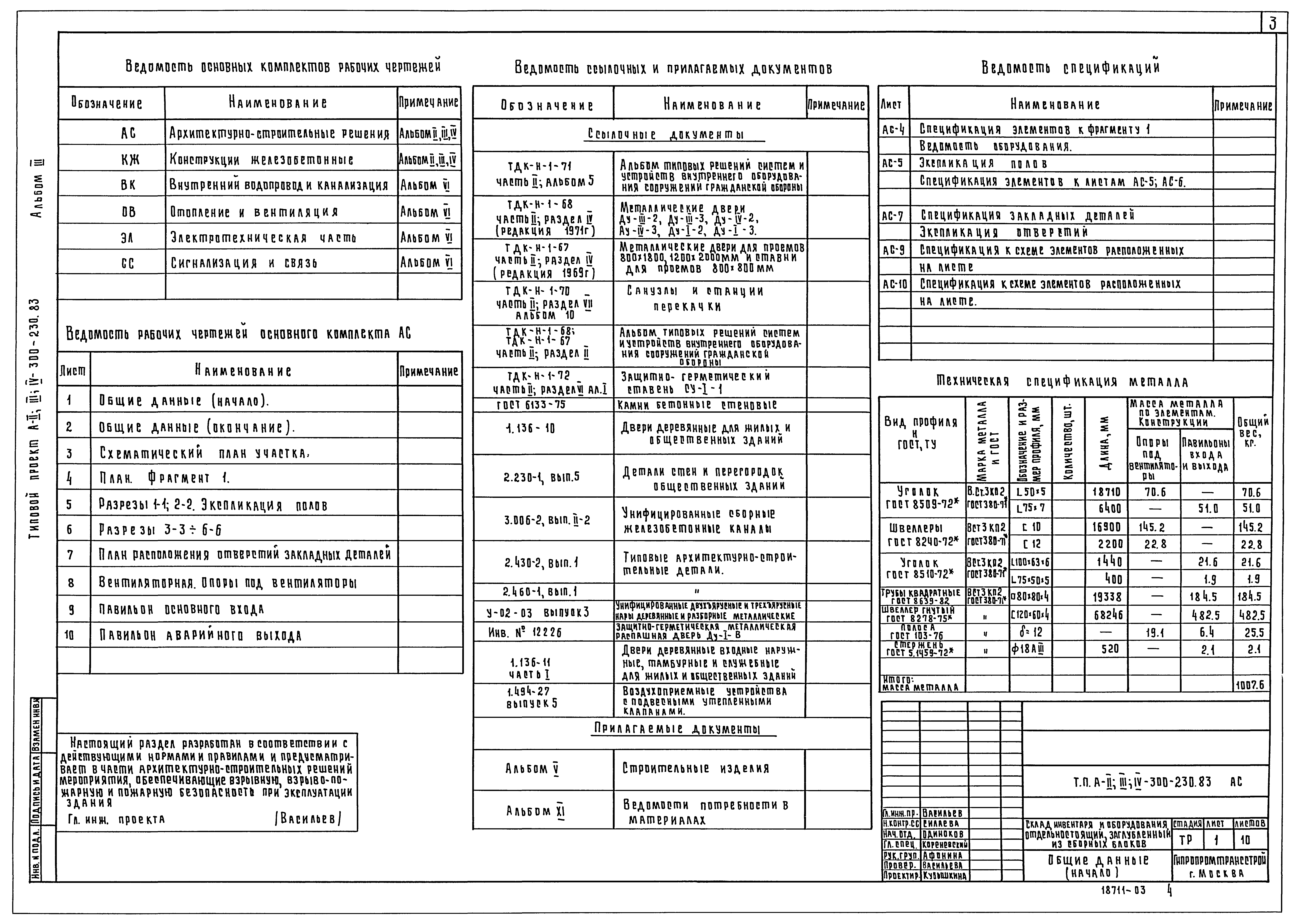 Типовой проект А-II,III,IV-300-230.83