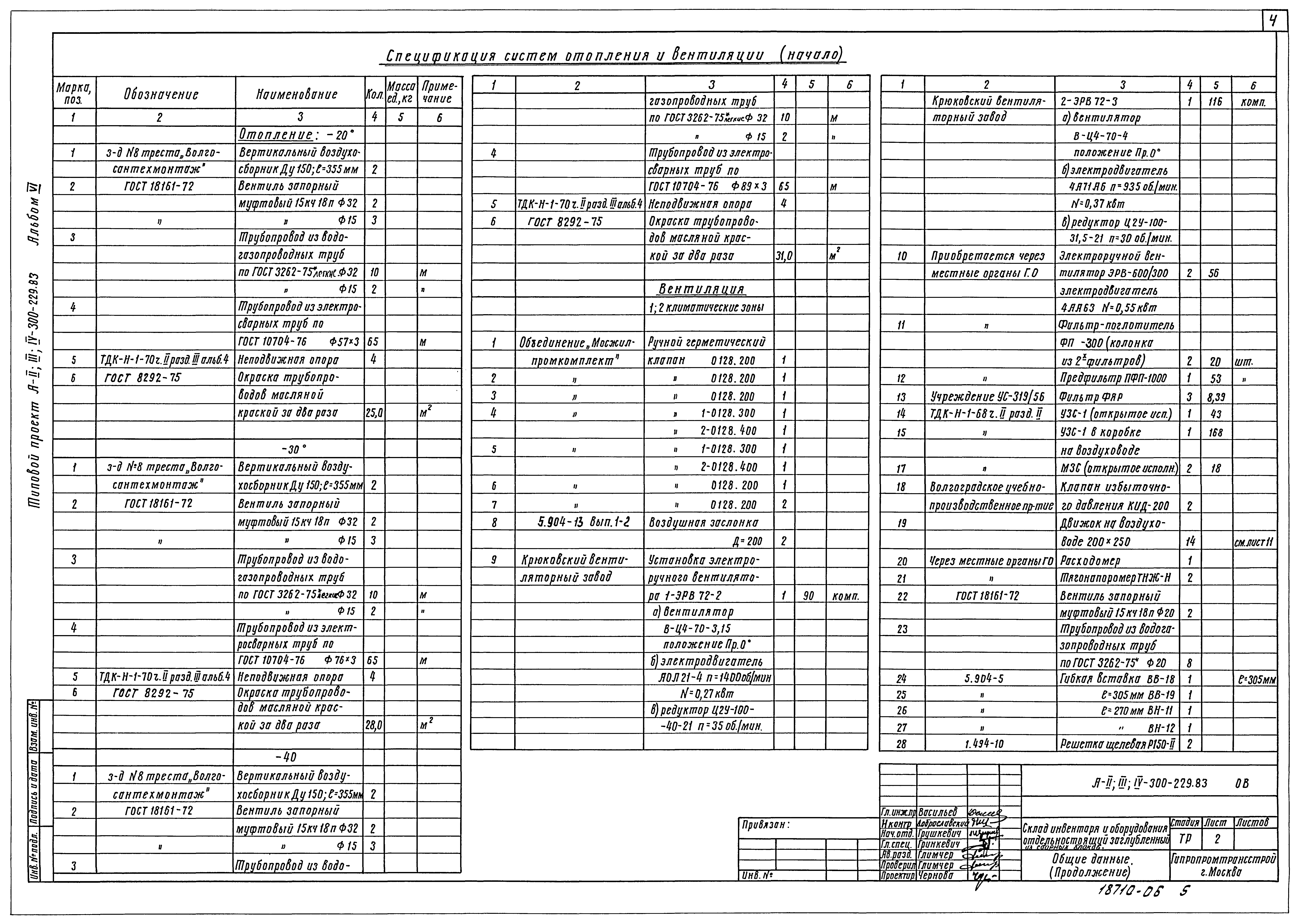 Типовой проект А-II,III,IV-300-229.83