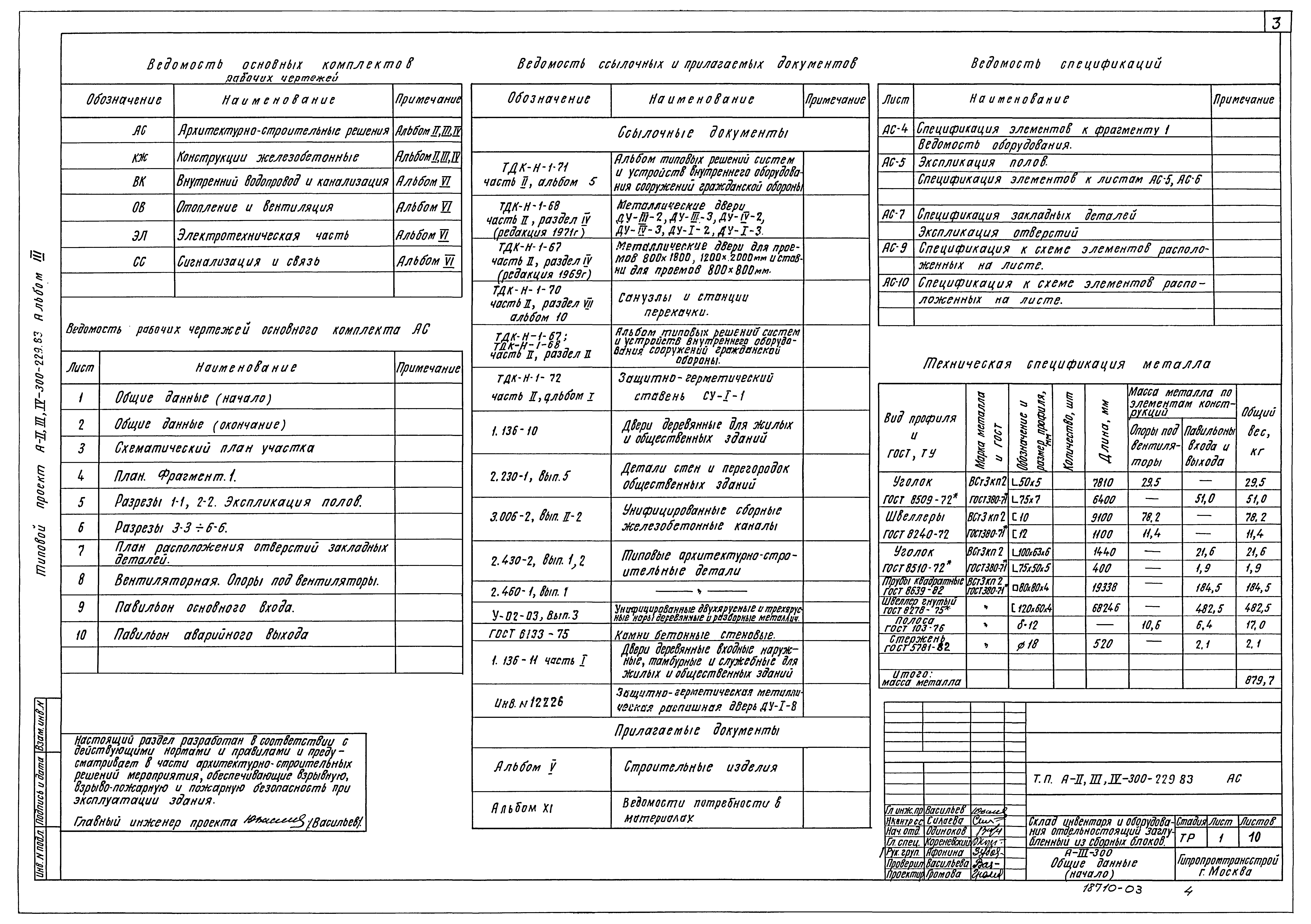 Типовой проект А-II,III,IV-300-229.83