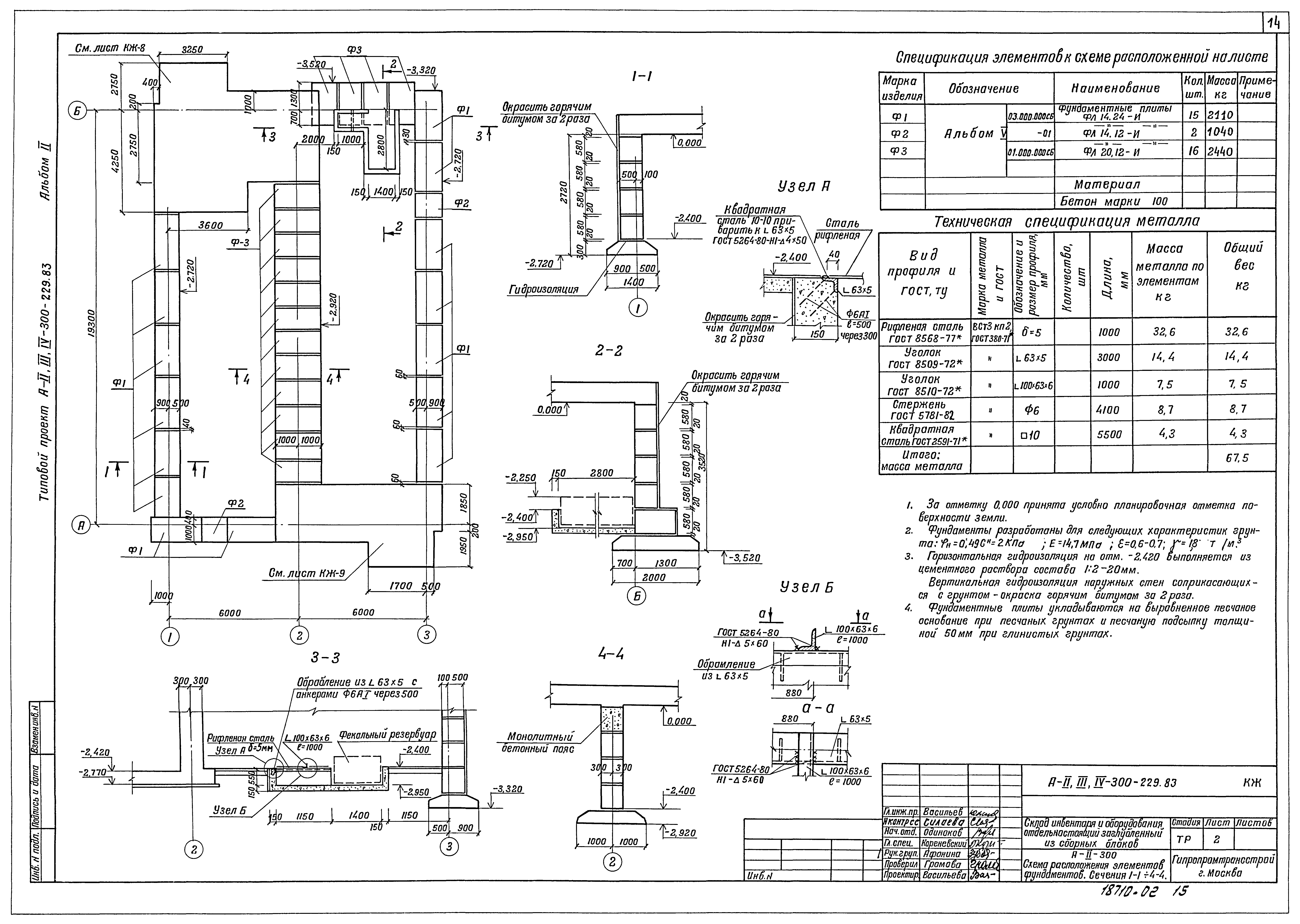 Типовой проект А-II,III,IV-300-229.83