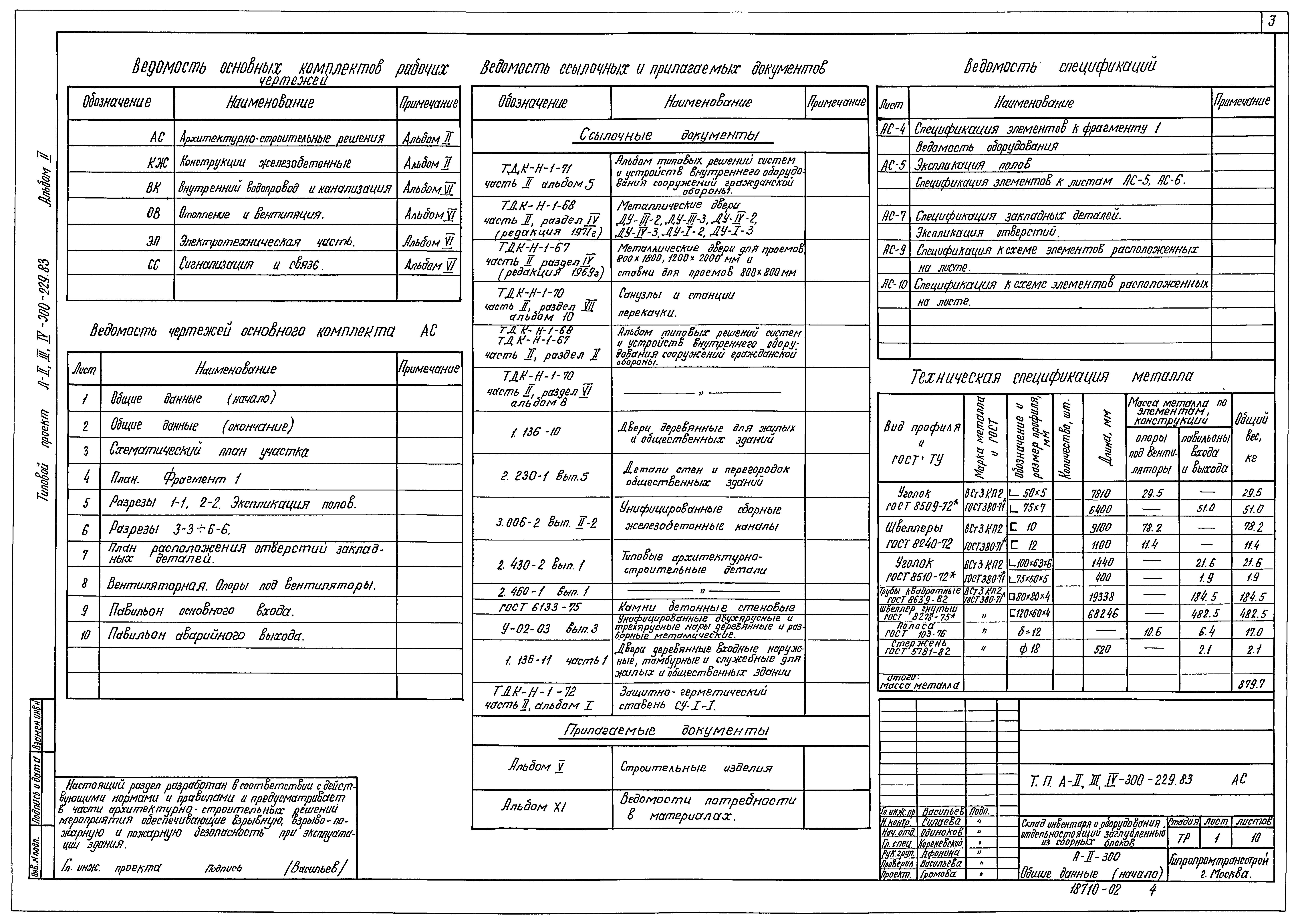 Типовой проект А-II,III,IV-300-229.83