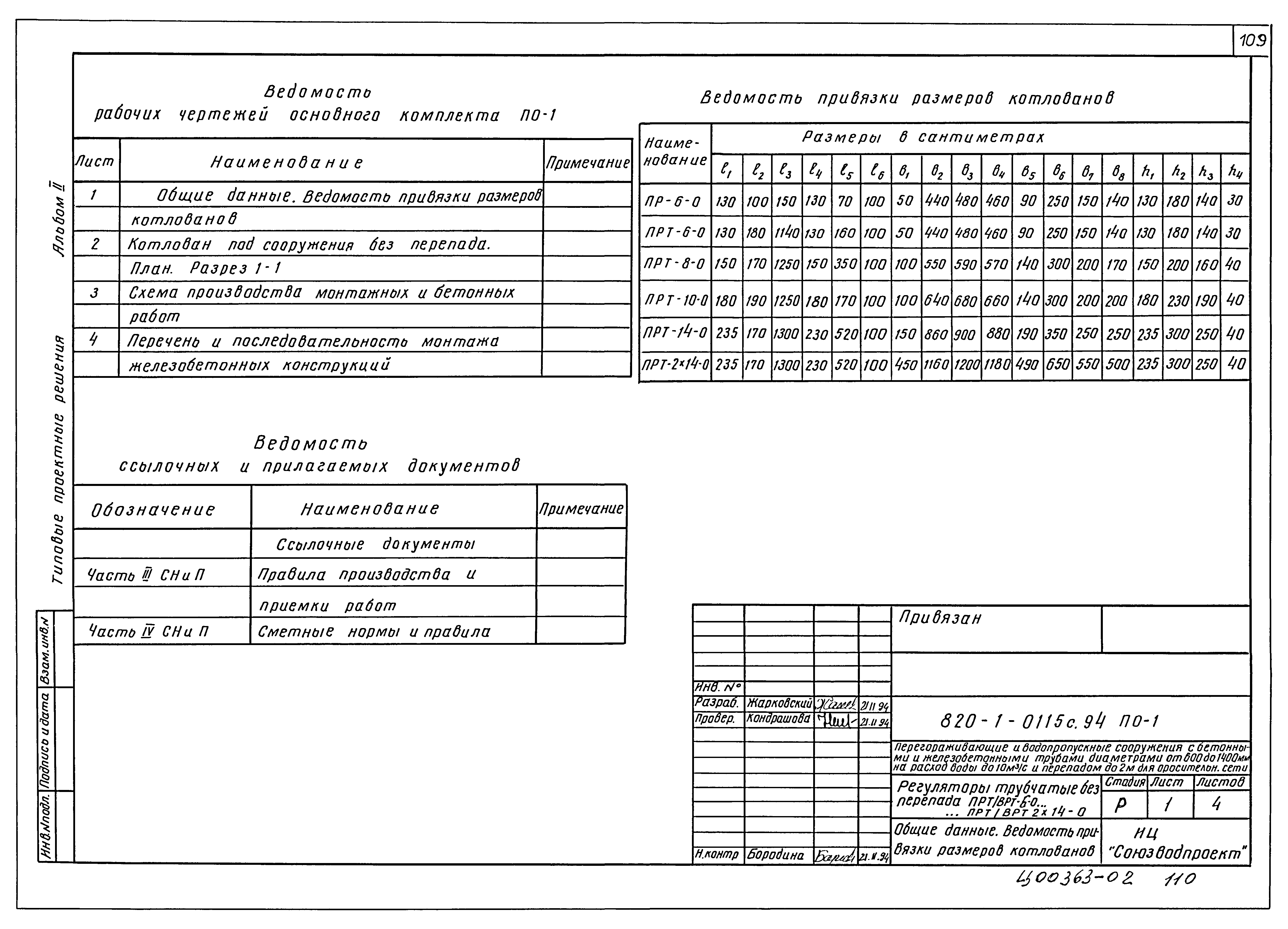 Типовые проектные решения 820-1-0115с.94