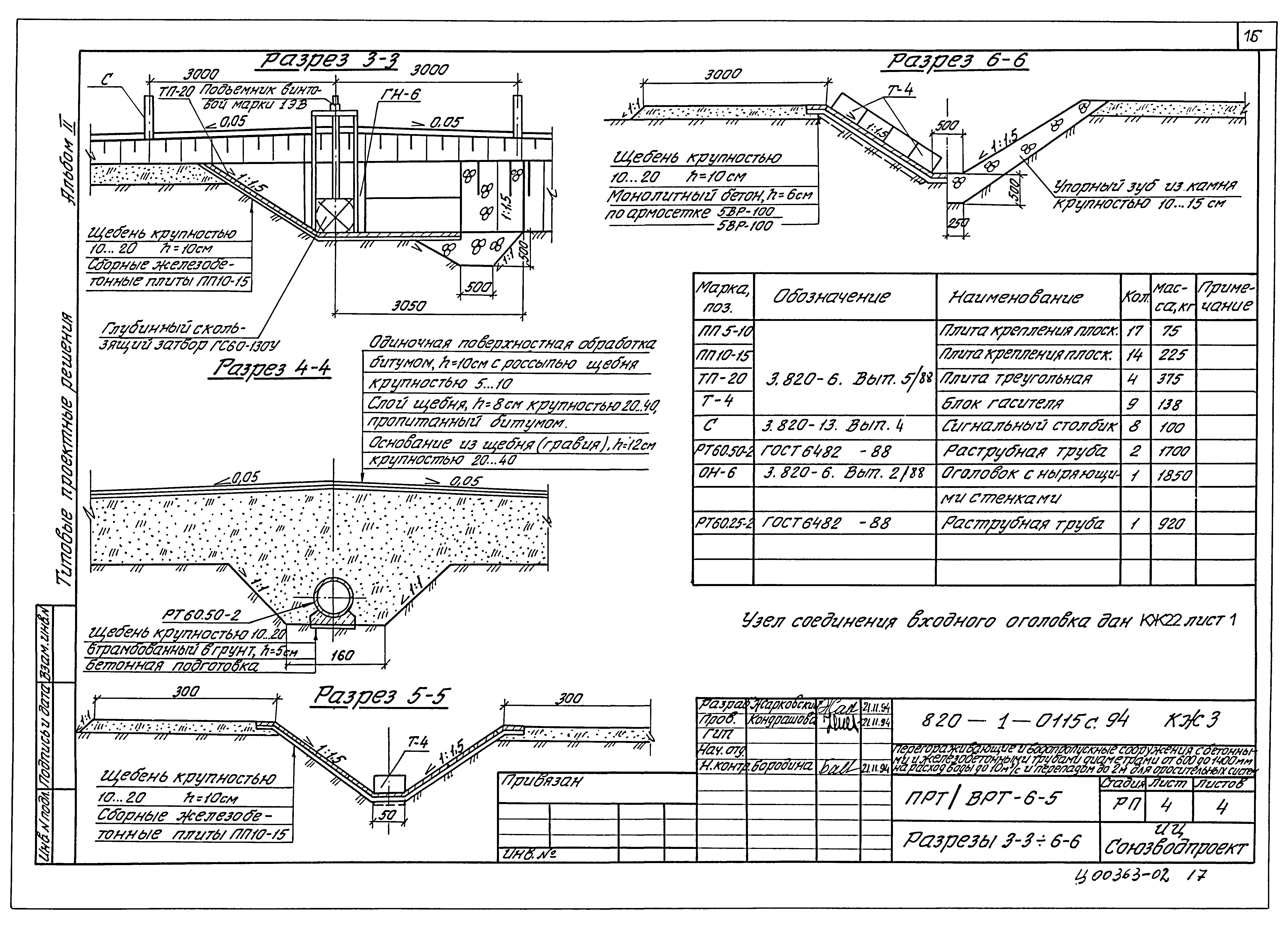 Типовые проектные решения 820-1-0115с.94