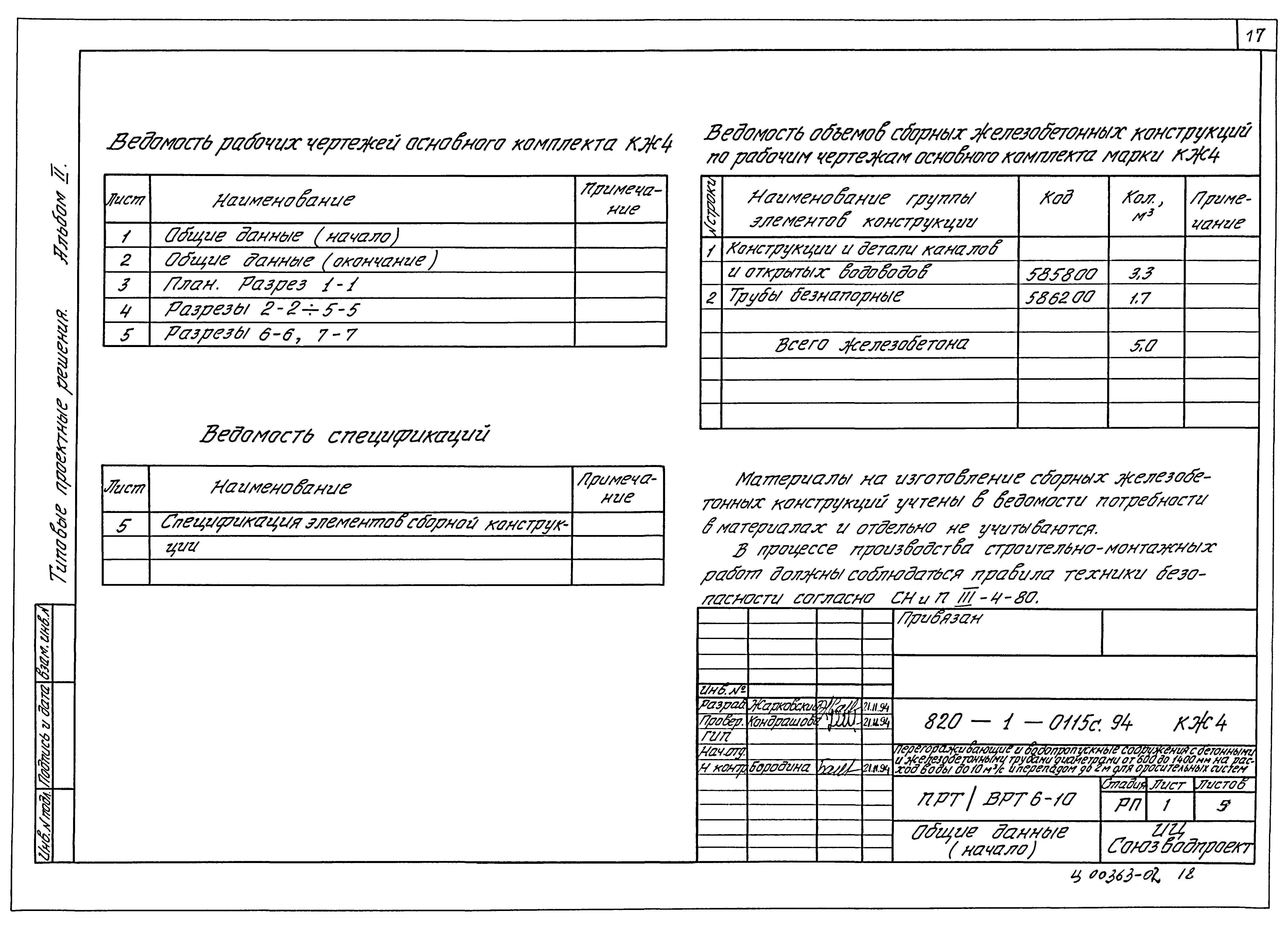 Типовые проектные решения 820-1-0115с.94