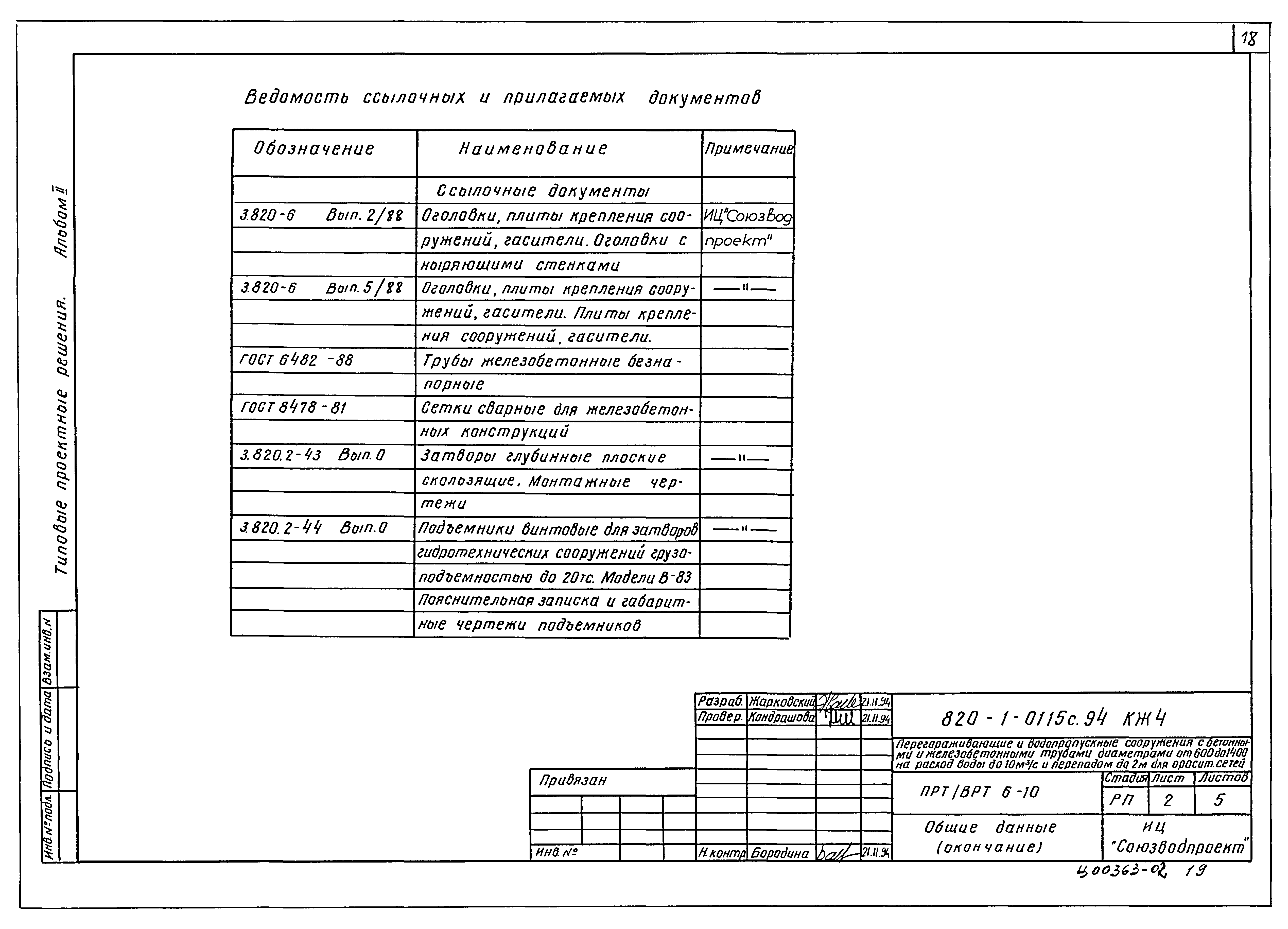 Типовые проектные решения 820-1-0115с.94