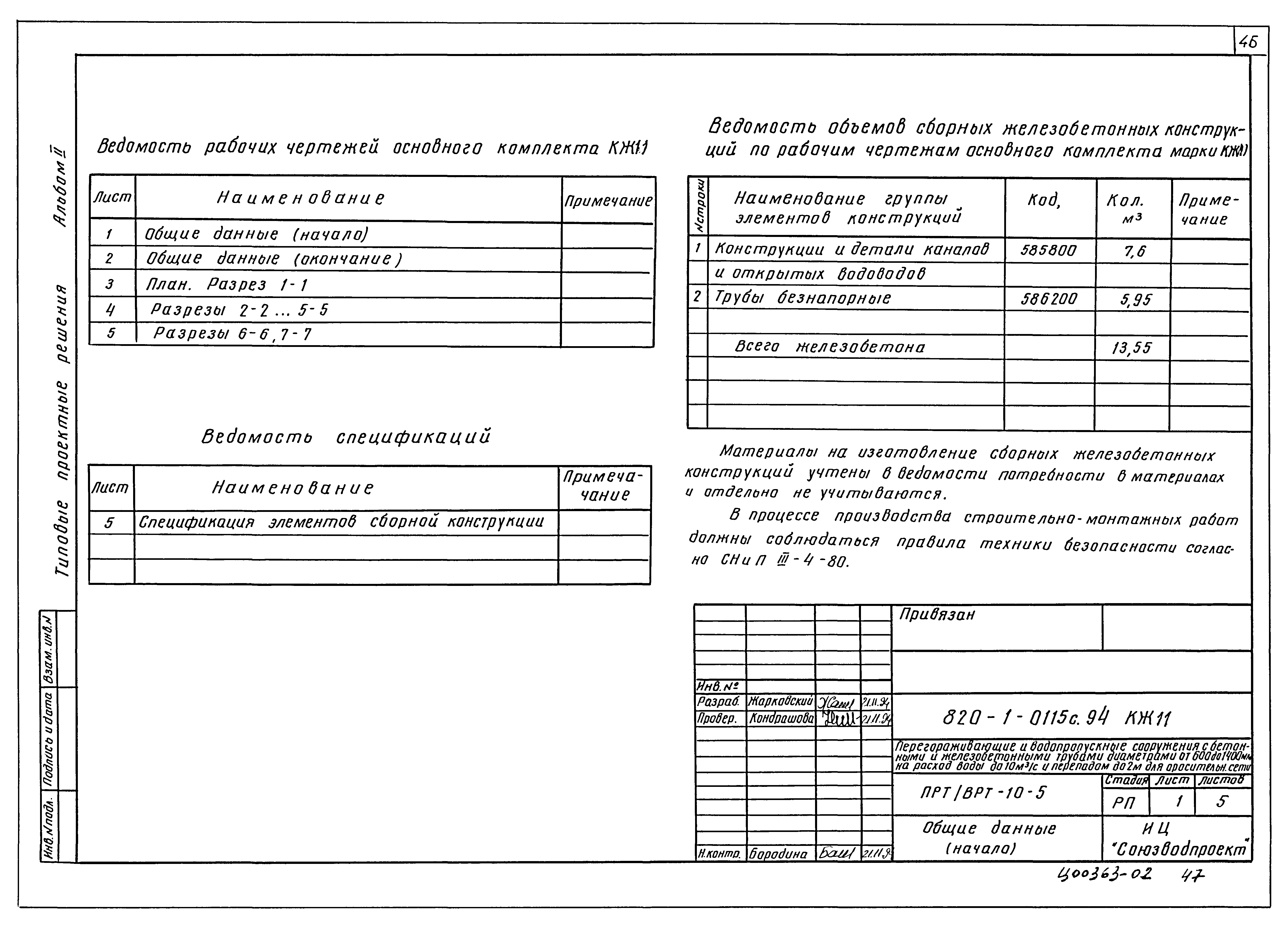 Типовые проектные решения 820-1-0115с.94