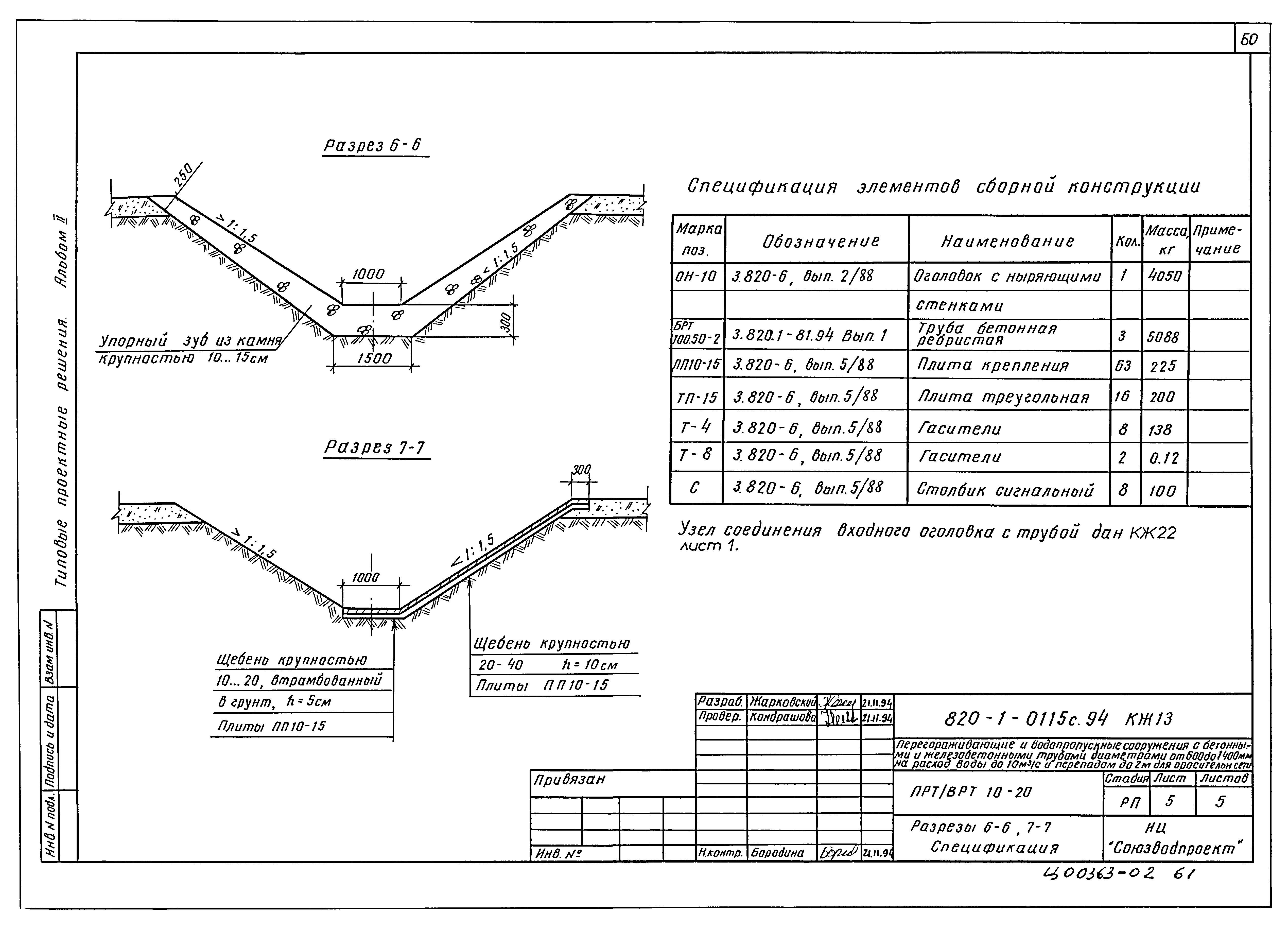 Типовые проектные решения 820-1-0115с.94