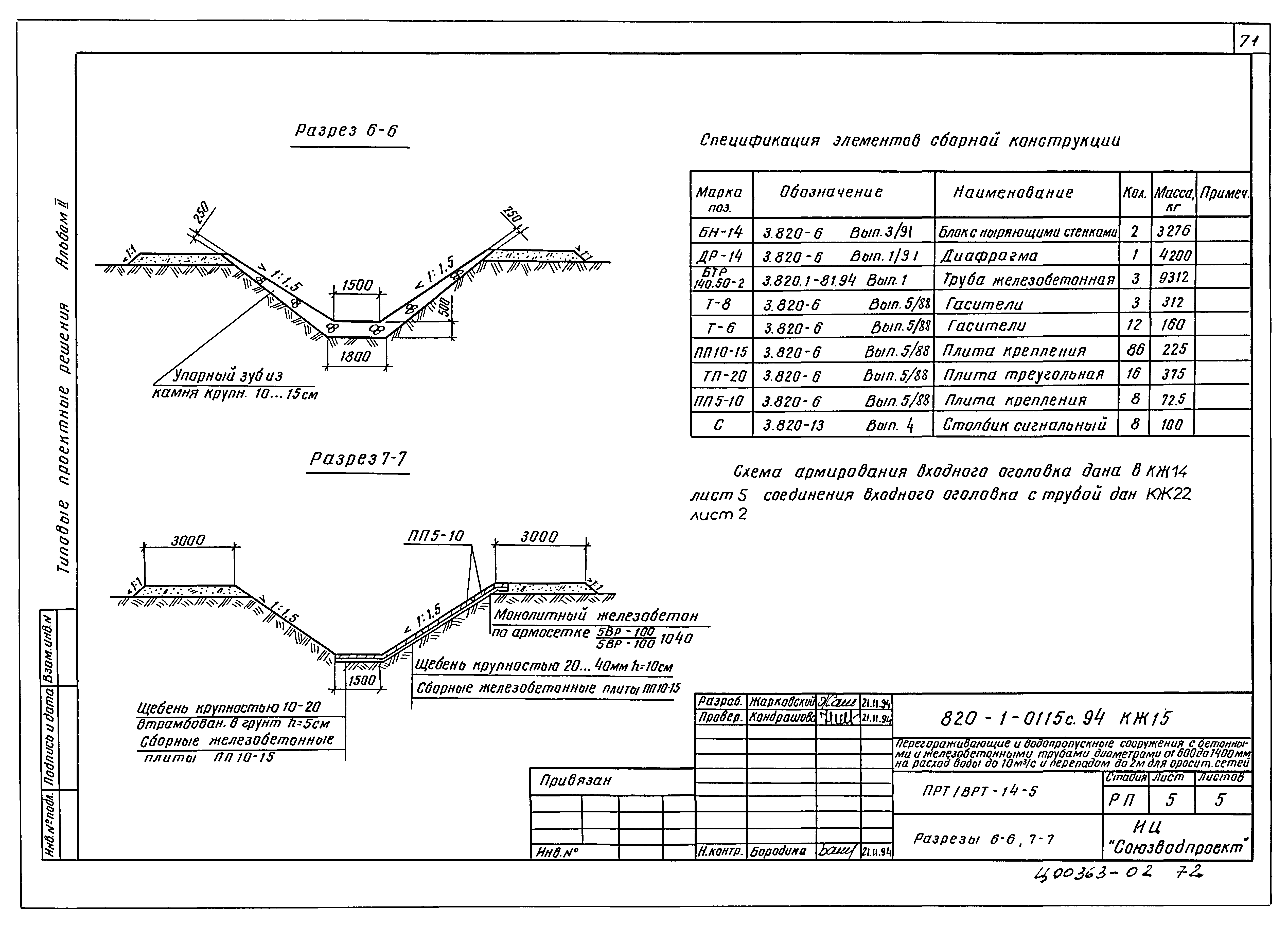 Типовые проектные решения 820-1-0115с.94