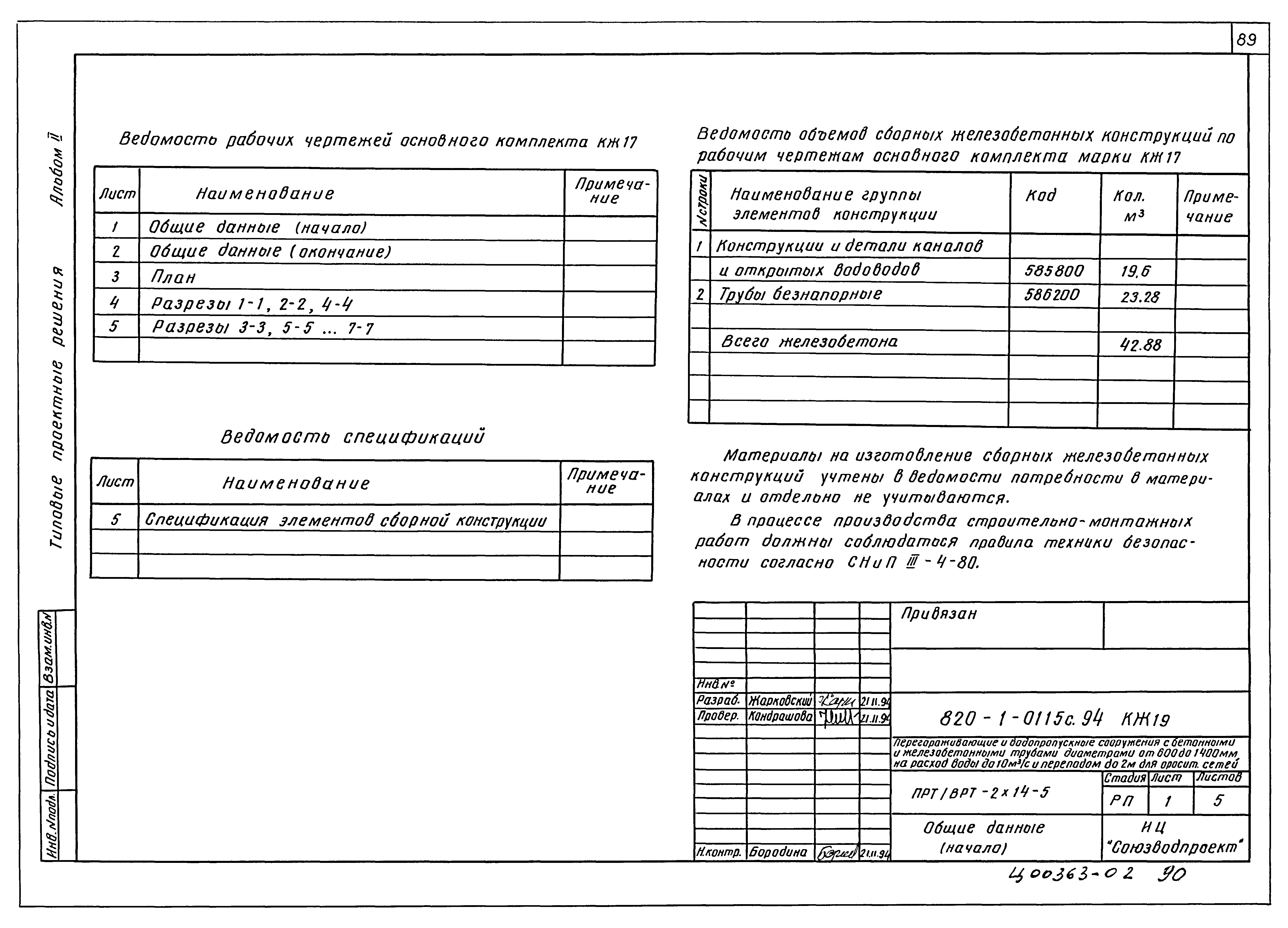 Типовые проектные решения 820-1-0115с.94