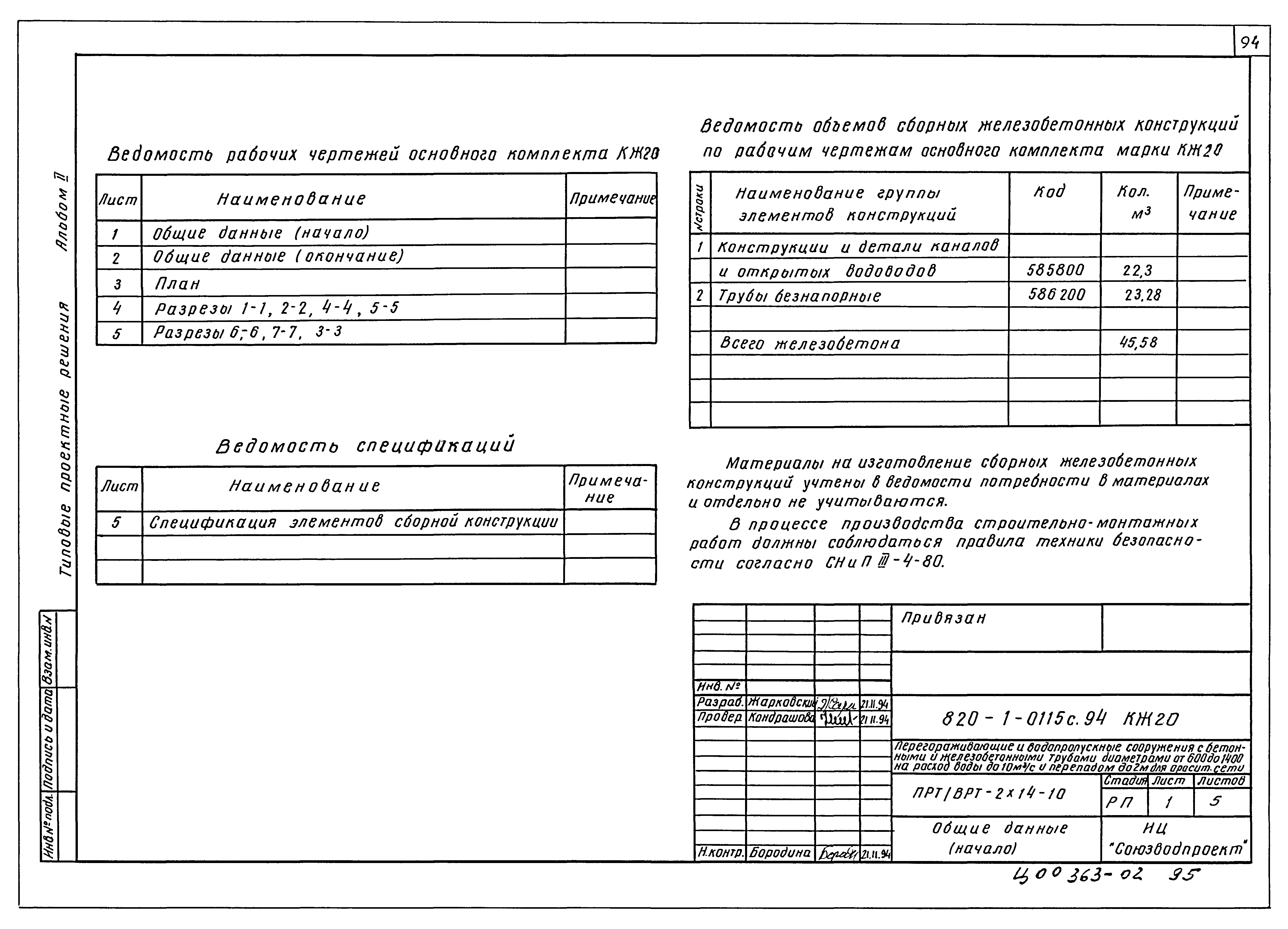 Типовые проектные решения 820-1-0115с.94