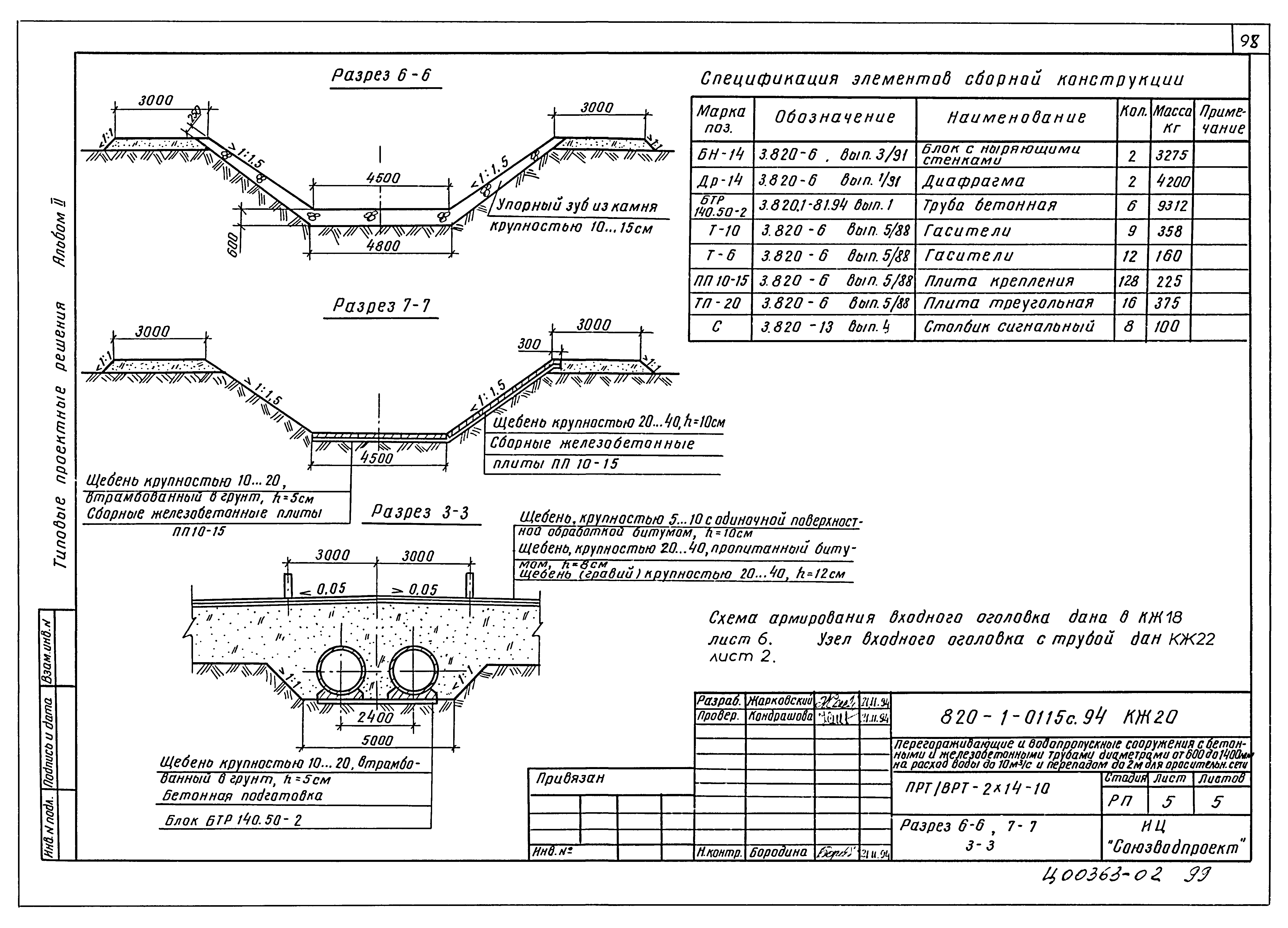 Типовые проектные решения 820-1-0115с.94