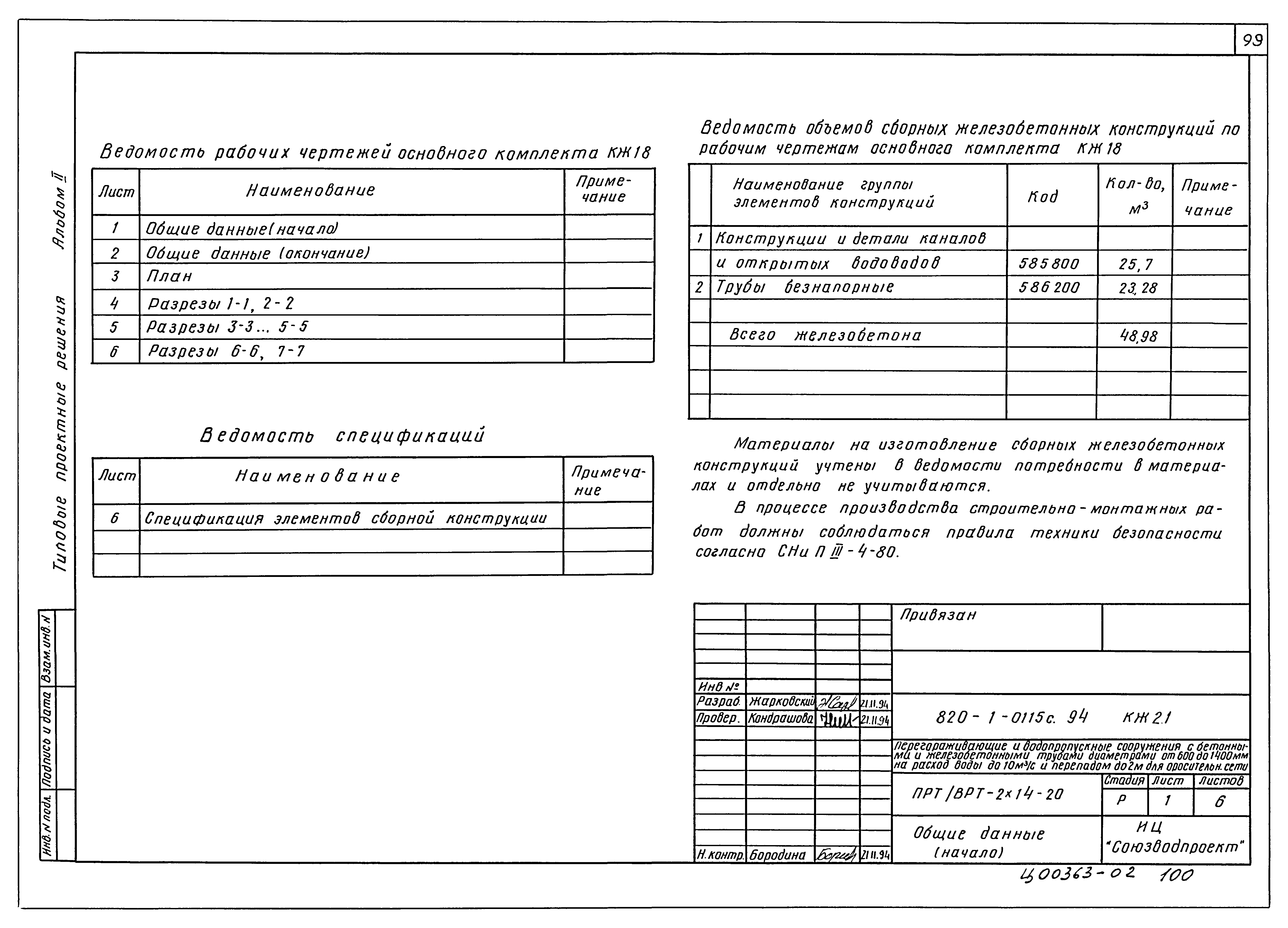 Типовые проектные решения 820-1-0115с.94